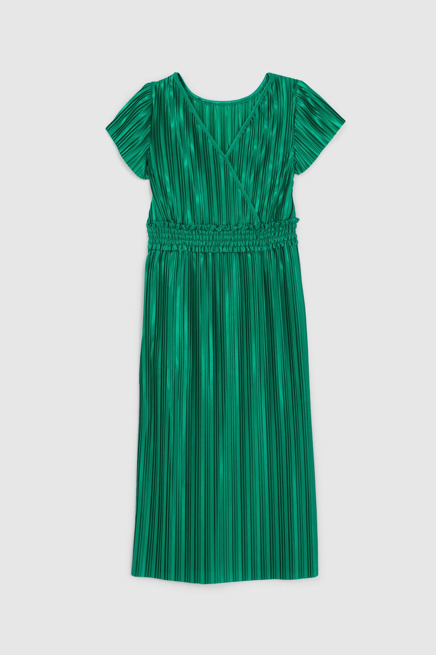 GIRLS’ GREEN PLEATED LONG DRESS 1