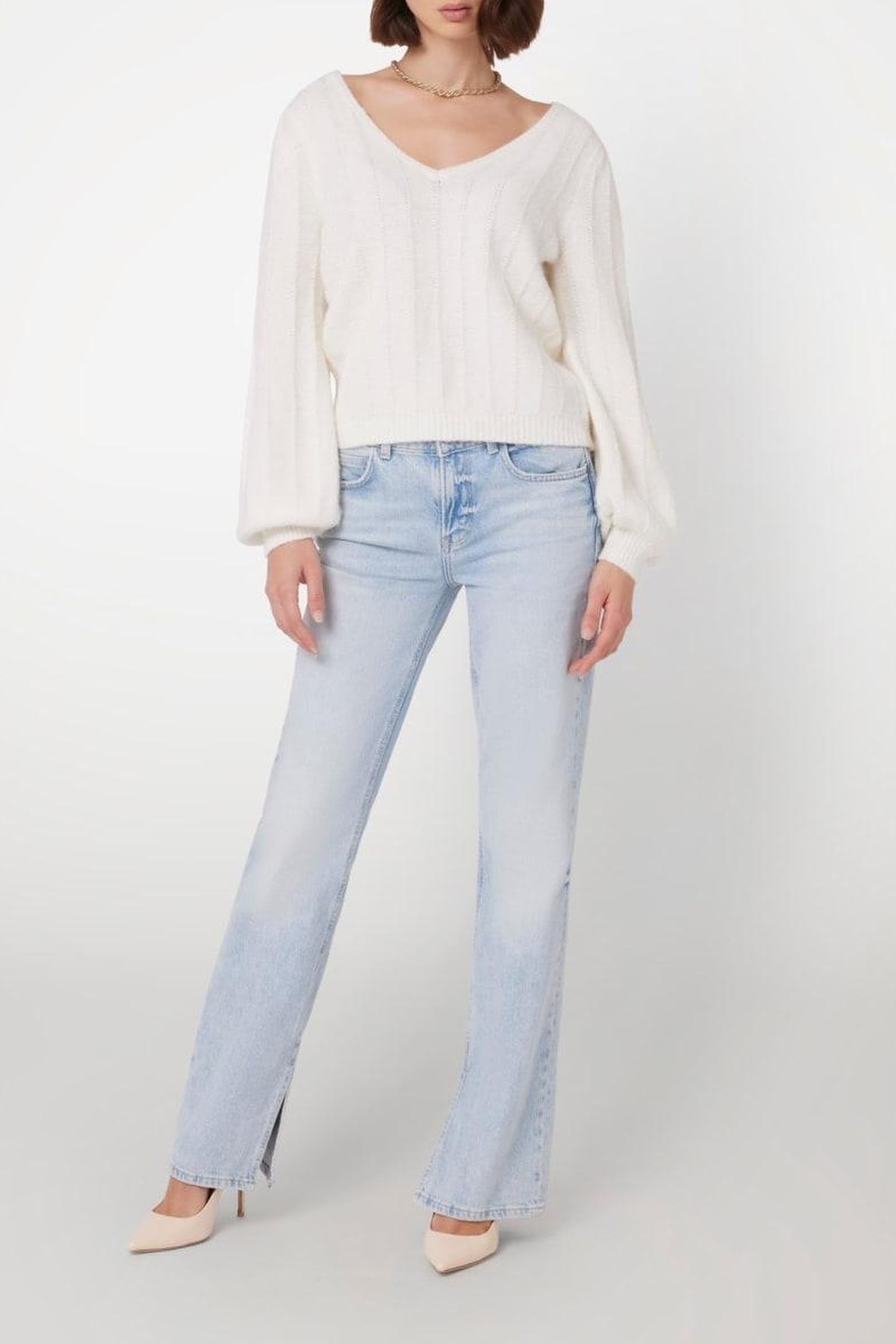 GUESS ECO LS VN MADELINE TEXTU DOVE WHITE 4