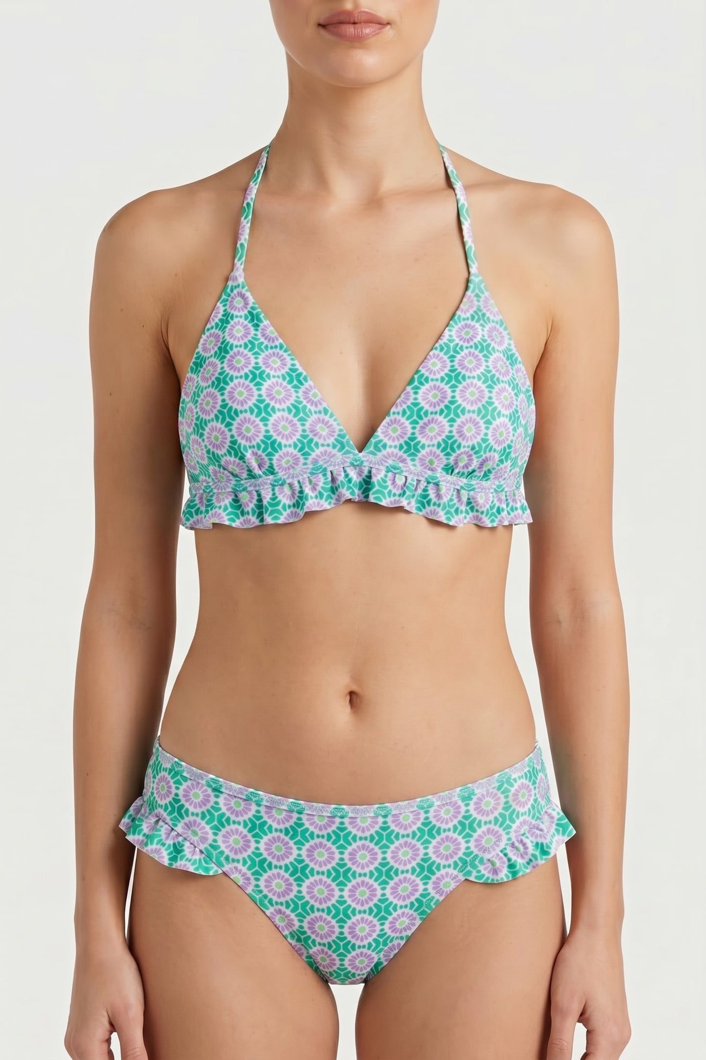 ROMY RUFFLE BIKINI TOP PORTO TILE FRESH GREEN 1