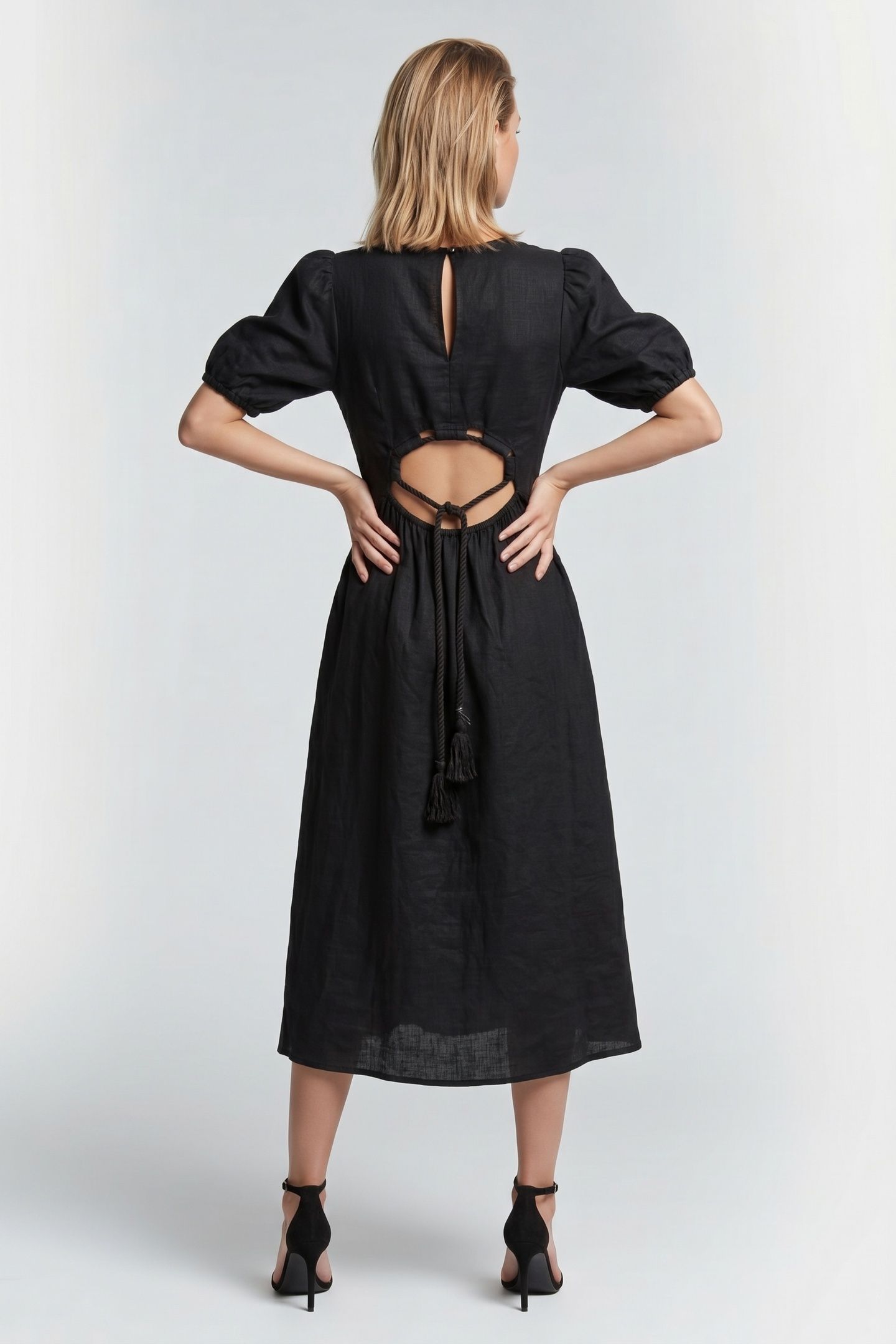 AERONA LINEN DRESS BLACK 2