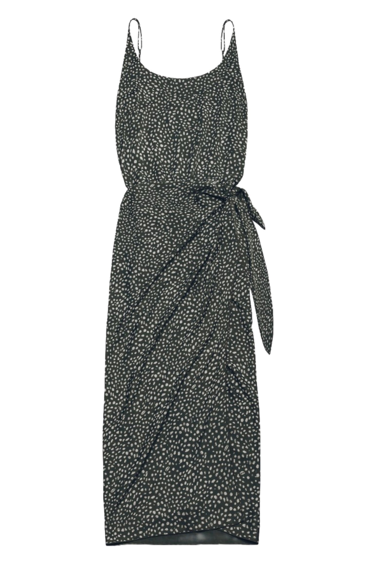 THE GREEN DOTTED LONG KNOTTED DRESS GREEN 1