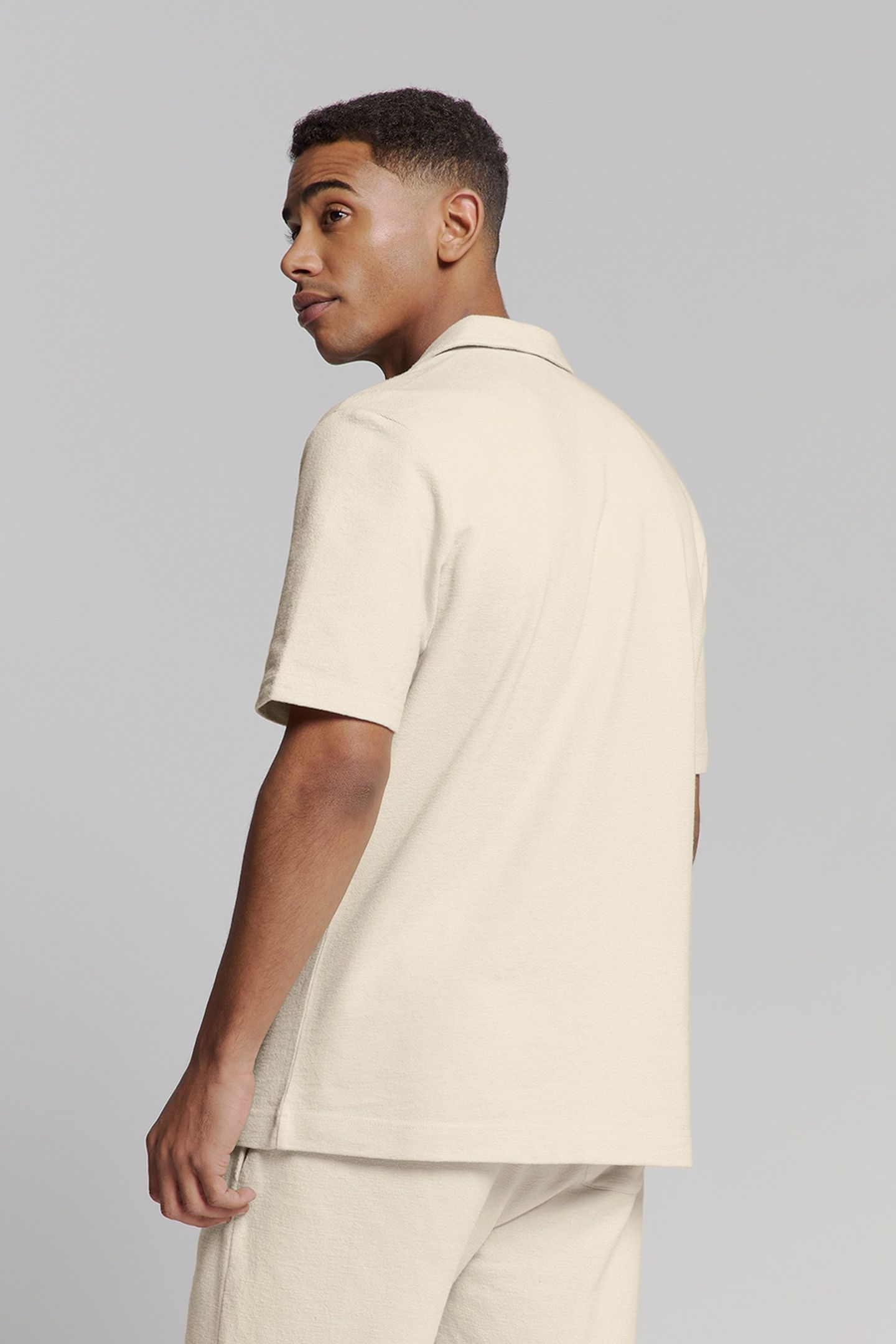 SHIRT SHORT SLEEVE JERSEY REVERS COLLAR SOLID TERRY CEMENT 3
