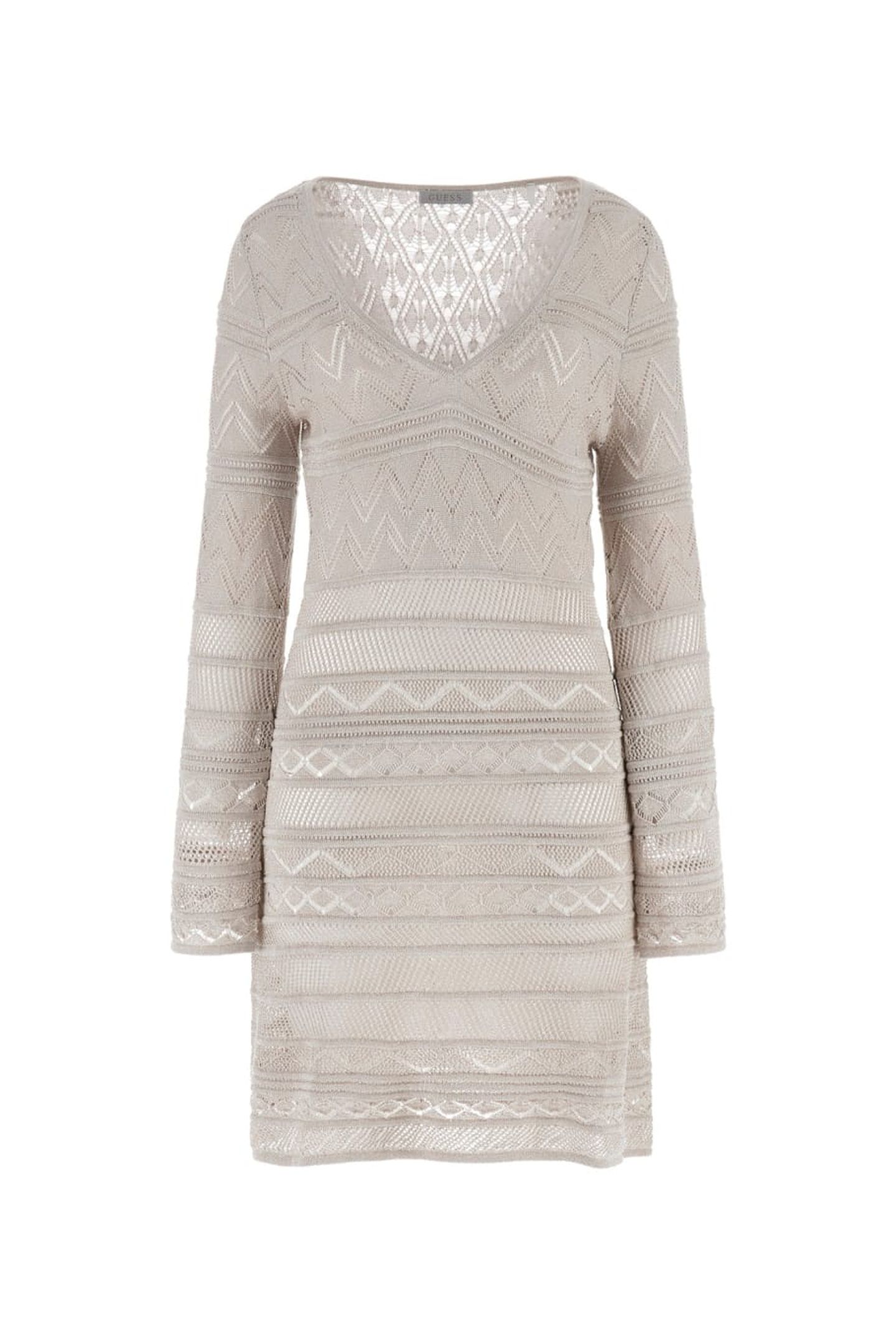 GUESS ECO NELLIE VN LS DRESS S SILVER LUREX 5