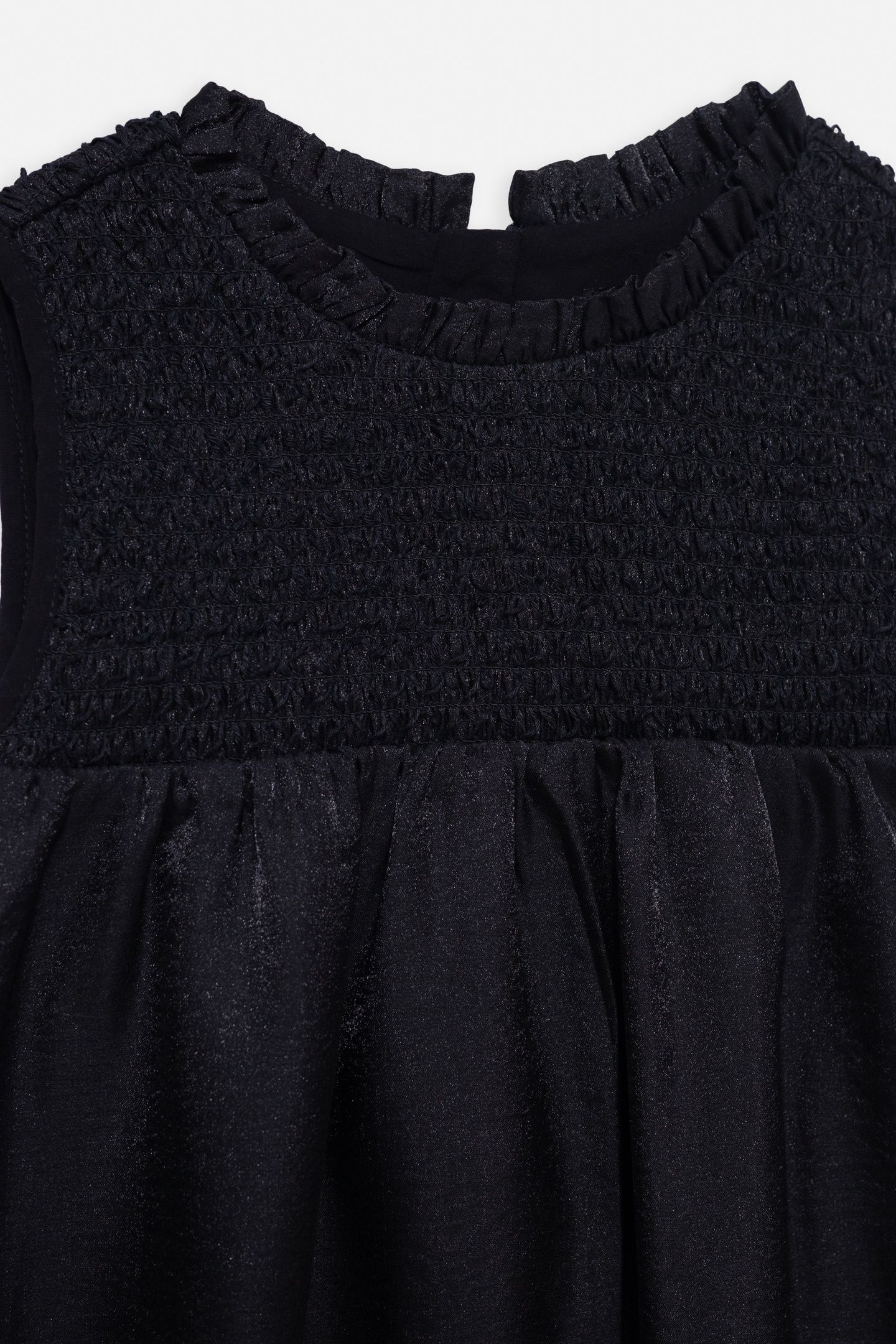 BLACK SATIN DRESS WITH SMOCKED PANEL 4