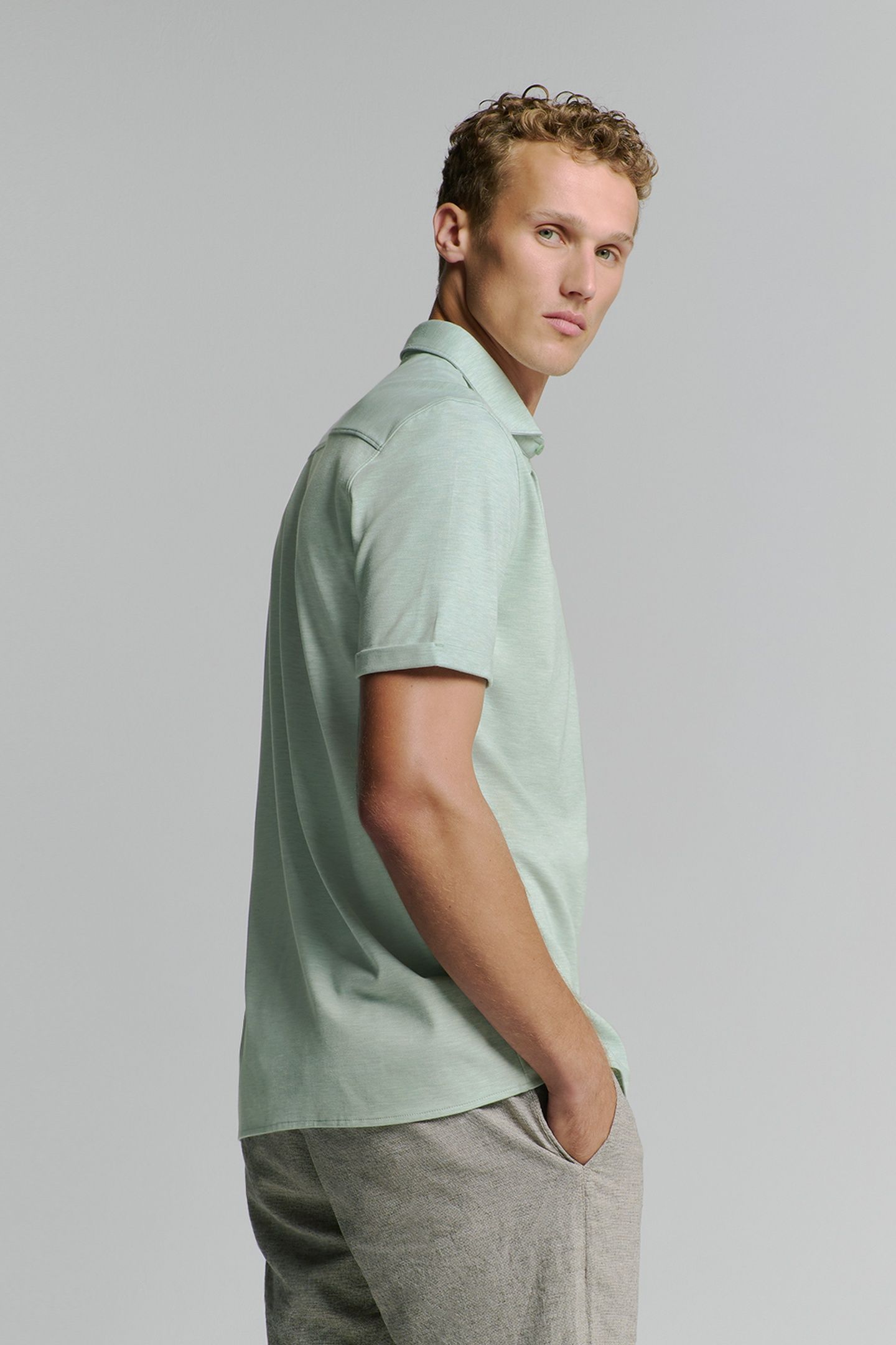 SHIRT SHORT SLEEVE JERSEY MELANGE STRETCH MINT 3
