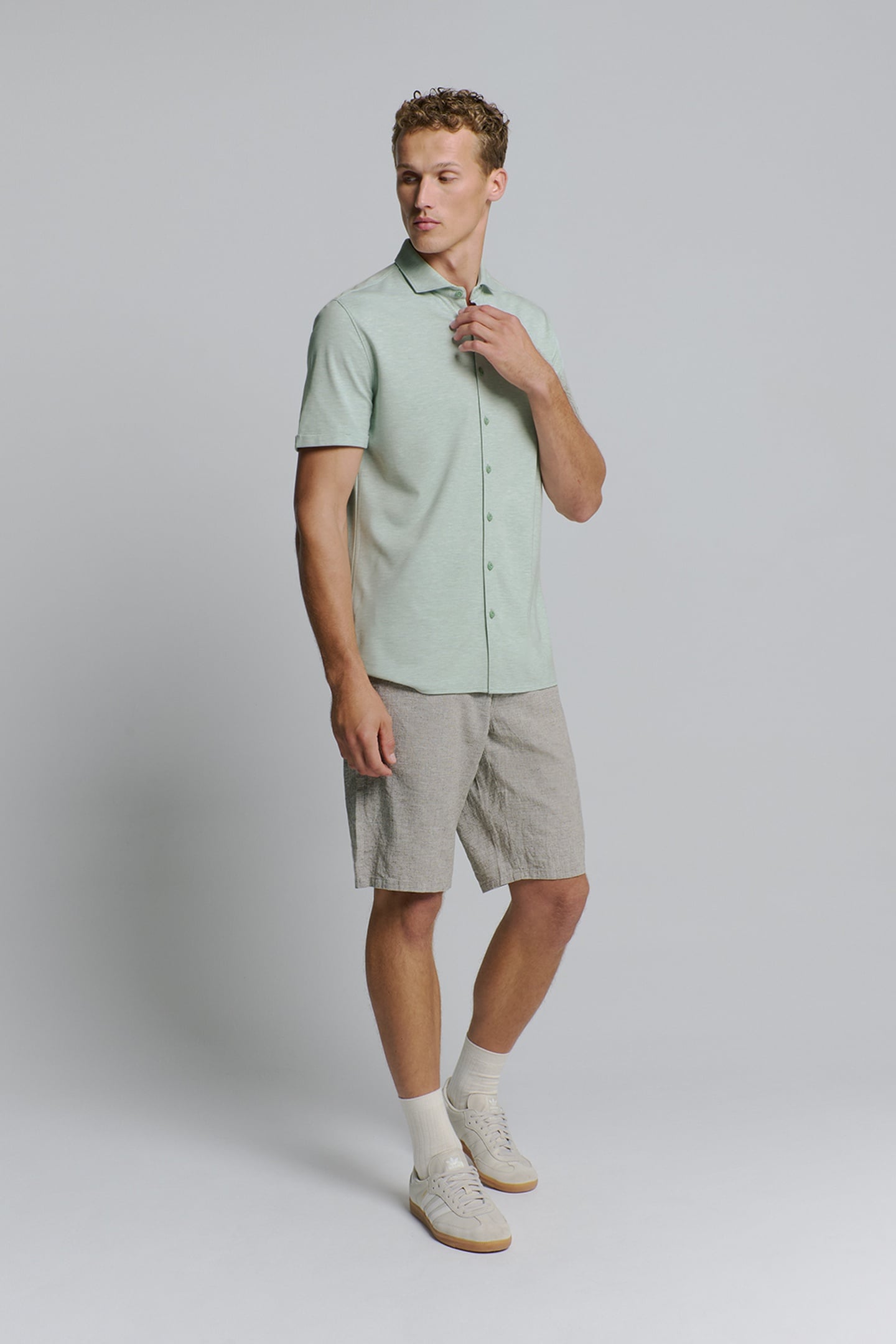 SHIRT SHORT SLEEVE JERSEY MELANGE STRETCH MINT 2