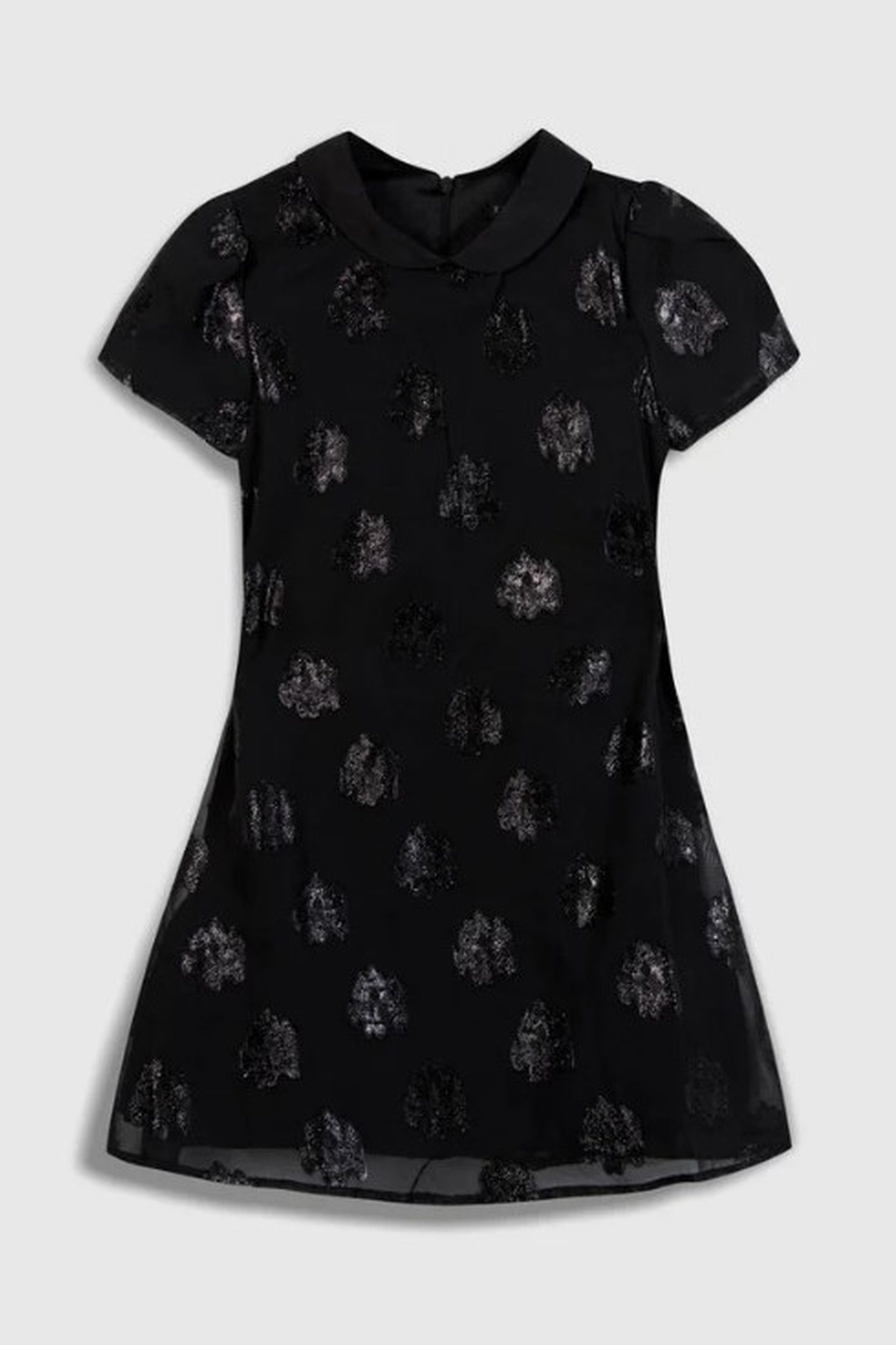 BLACK BI-MATERIAL JACQUARD FLOWER PATTERN DRESS 1
