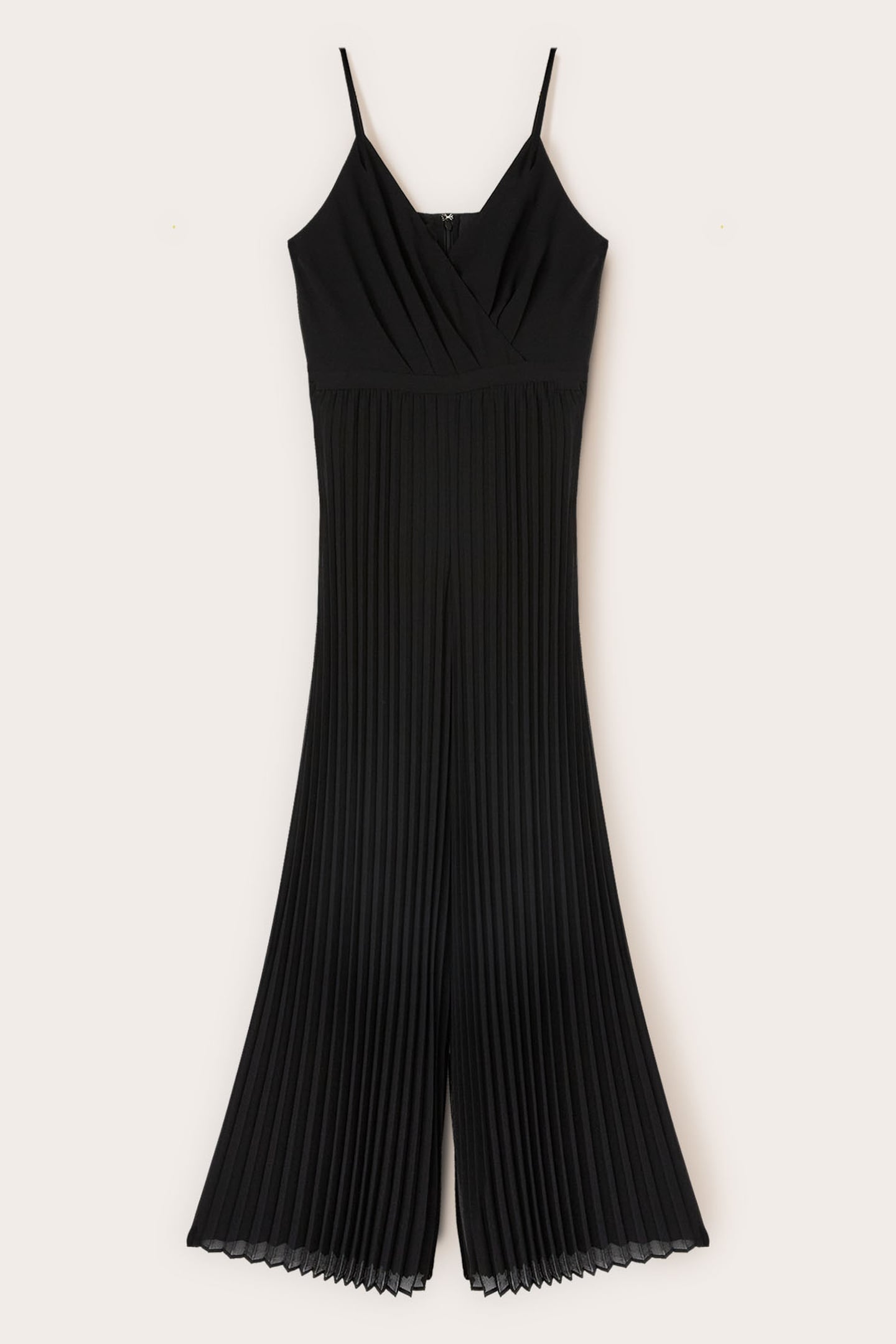 LONG PLEATED GEORGETTE JUMPSUIT BLACK 4
