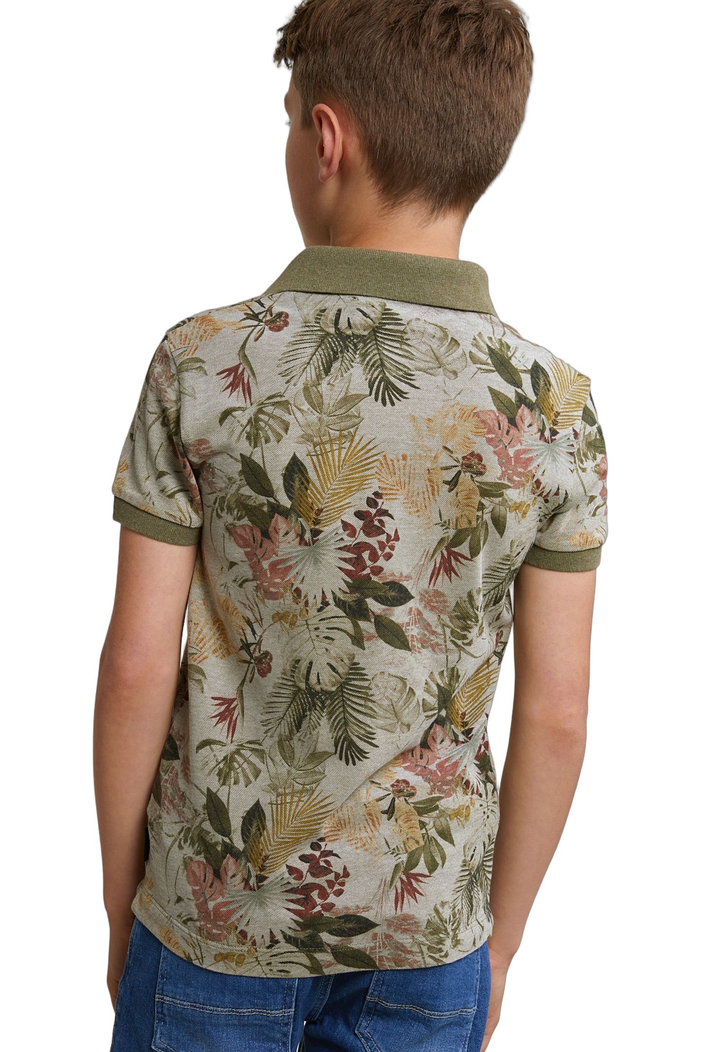 CUSTOM FIT COTTON FLORAL POLO LT SAFARI MIX 4