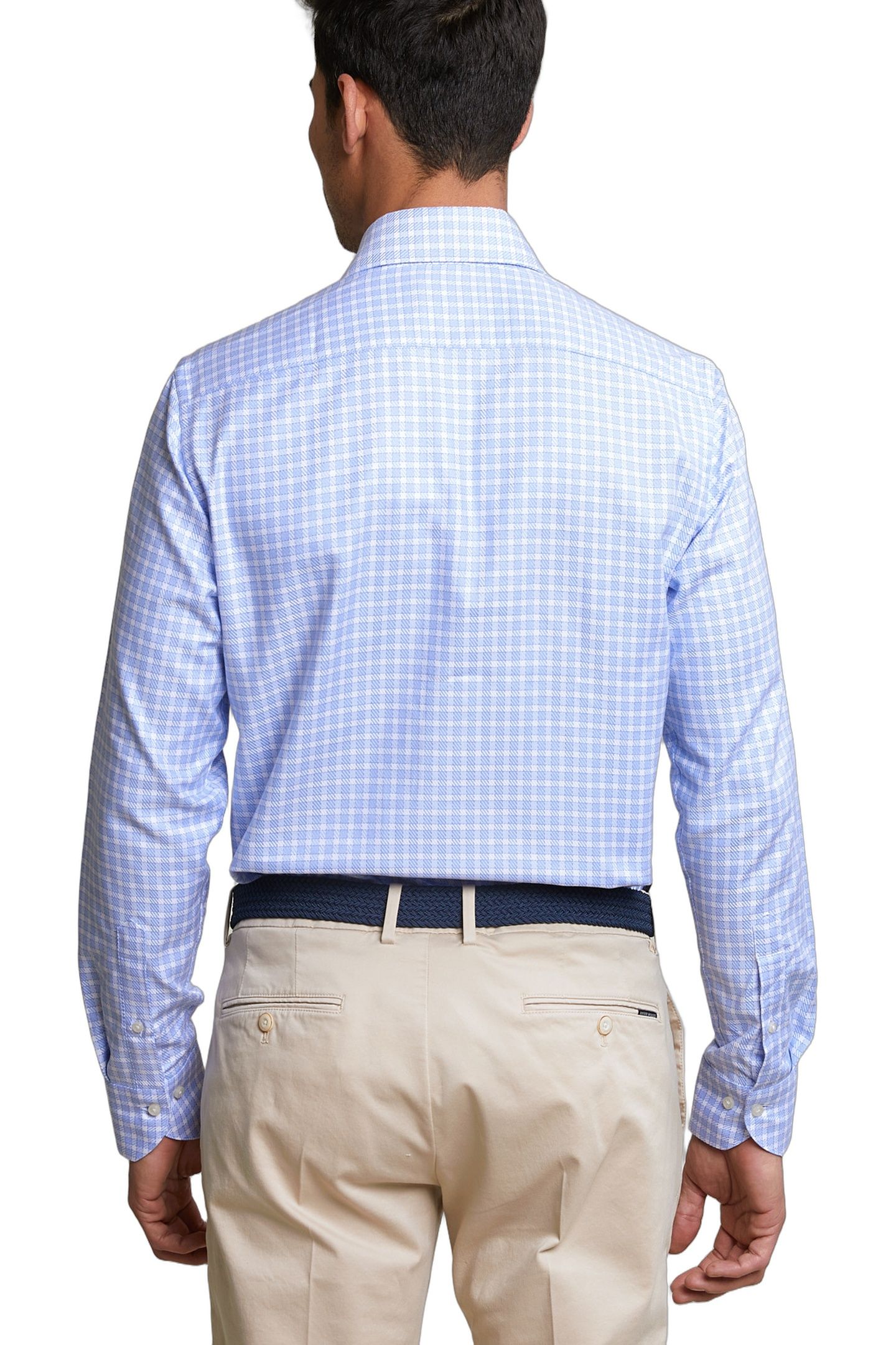 CUSTOM FIT CHECKED SHIRT BLUE/WHITE 3