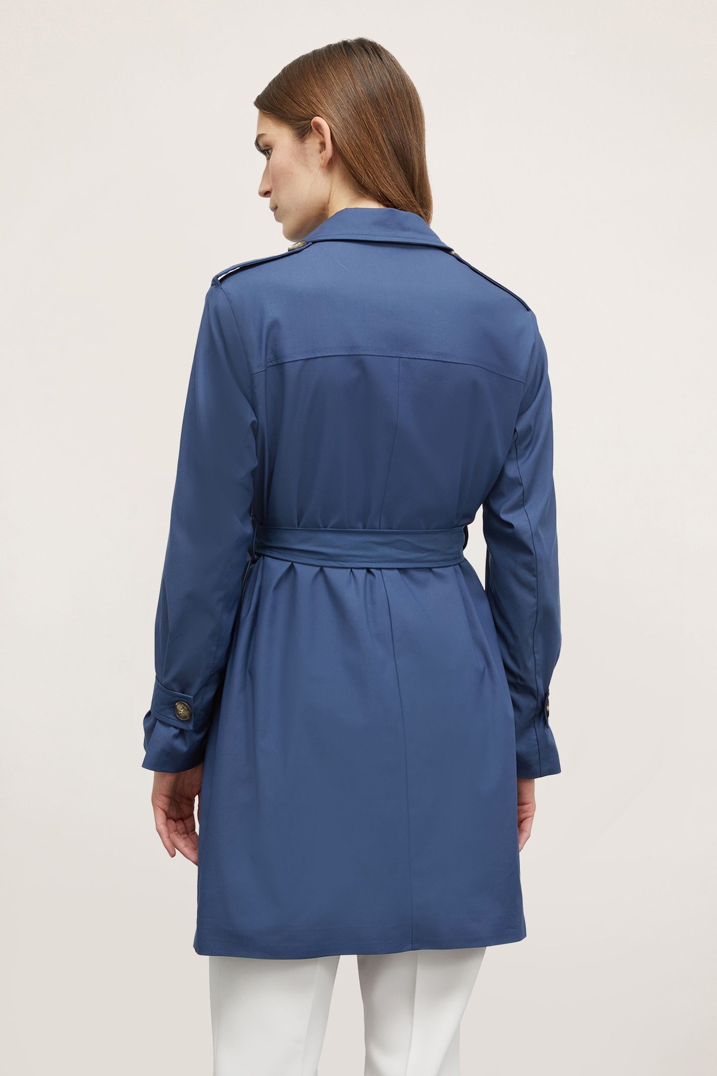 SHORT DOUBLE-BREASTED TRENCH COAT BLUE 5