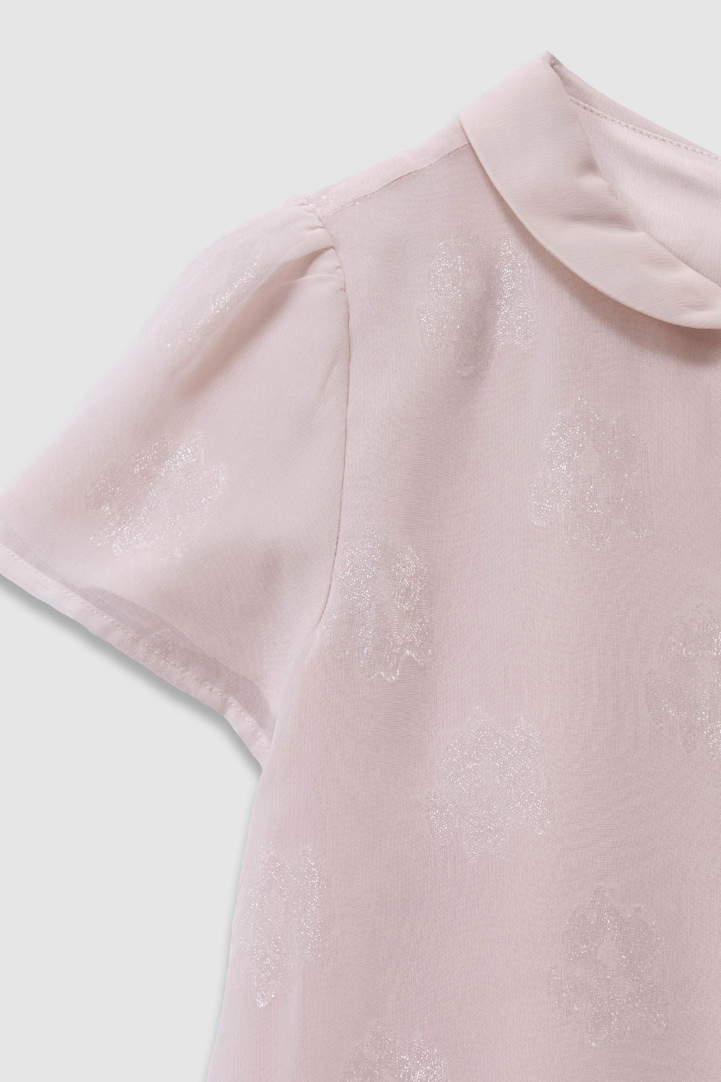 PINK BI-MATERIAL JACQUARD FLOWER PATTERN DRESS 5