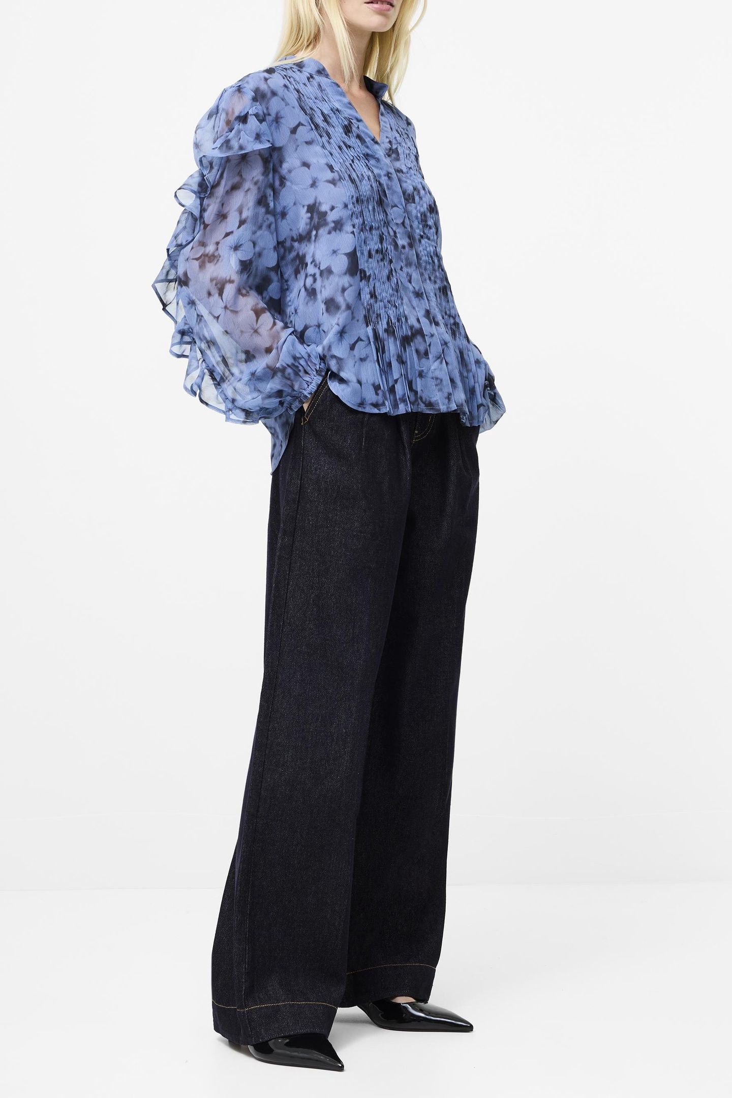 ANITA HALLIE CRINKLE SHIRT BLUE MULTI SLATE 2