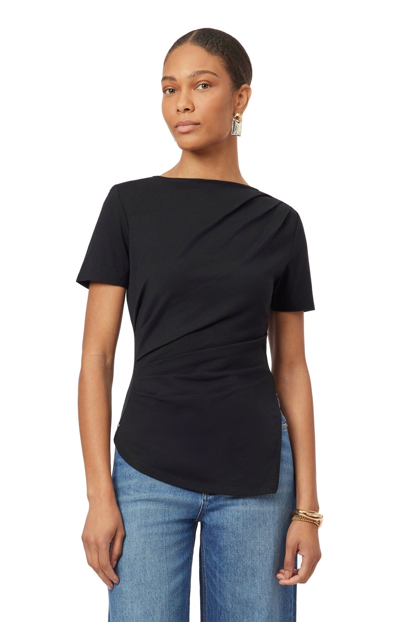 GATHERED ASYMMETRIC TEE BLACK NIGHT 1