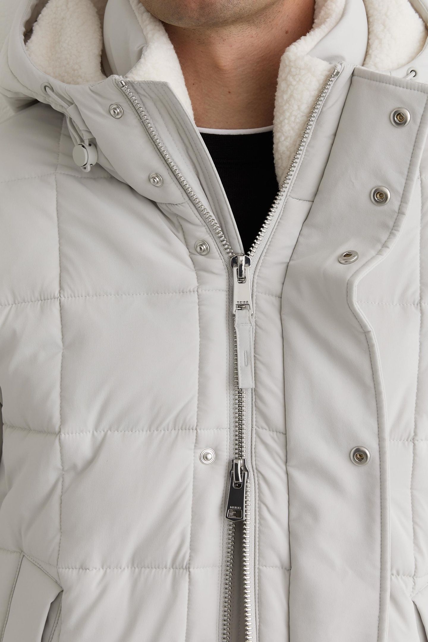 LS BORG LINED QUILTED PUFFER JACKET STONE 5