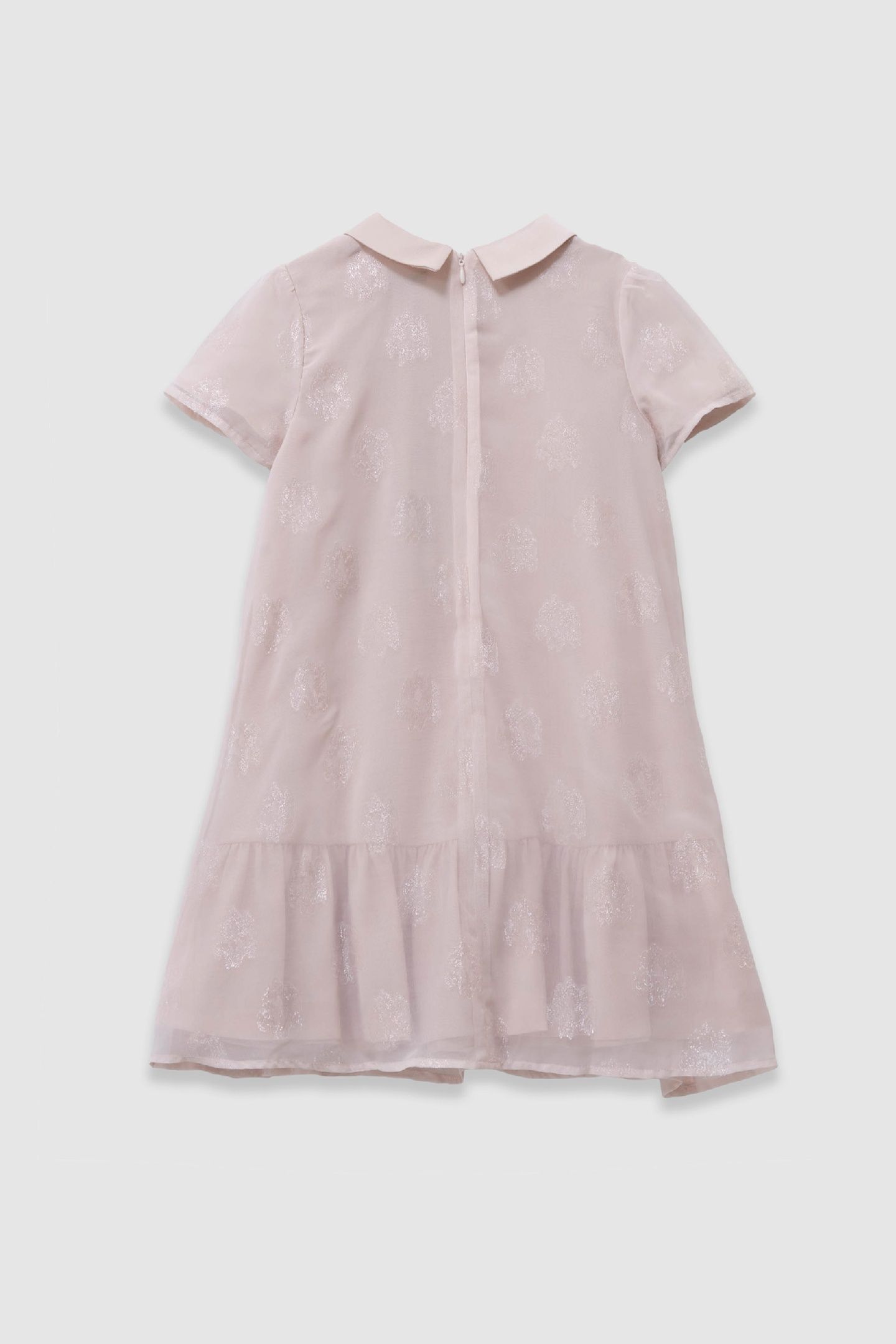 PINK BI-MATERIAL JACQUARD FLOWER PATTERN DRESS 2