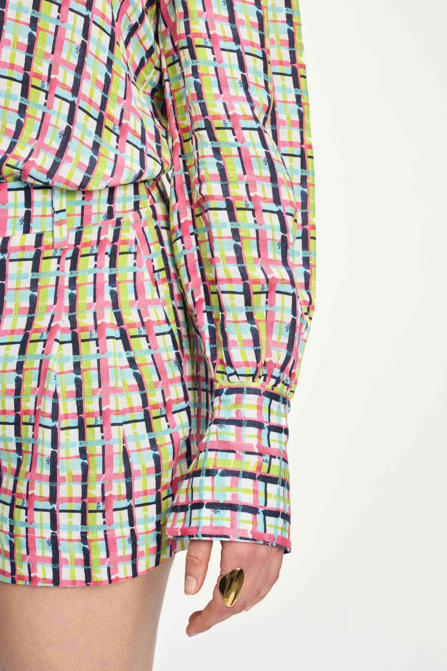 BLOUSE - BRUSHWORK CHECK LINEN 4