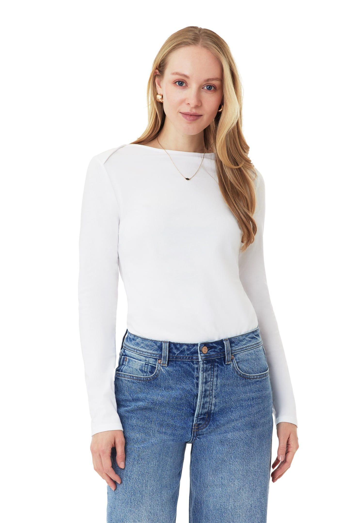 BOAT NECK TOP BRIGHT WHITE 1