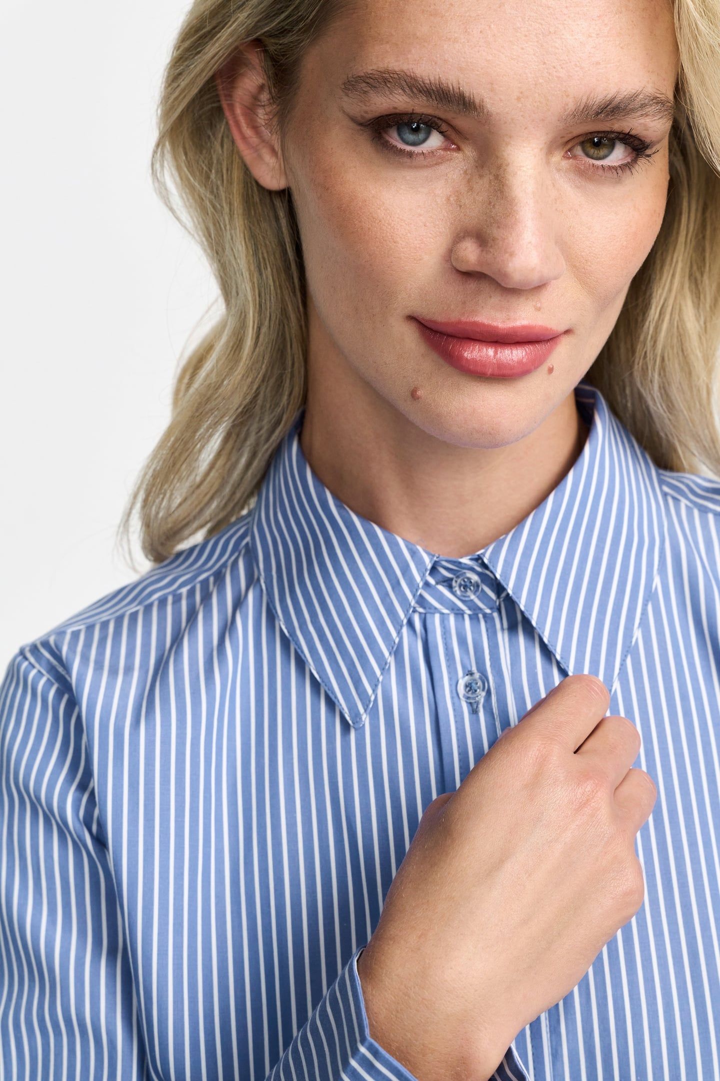 COTTON STRIPED BASIC BLOUSE SKYWAY BLUE 5