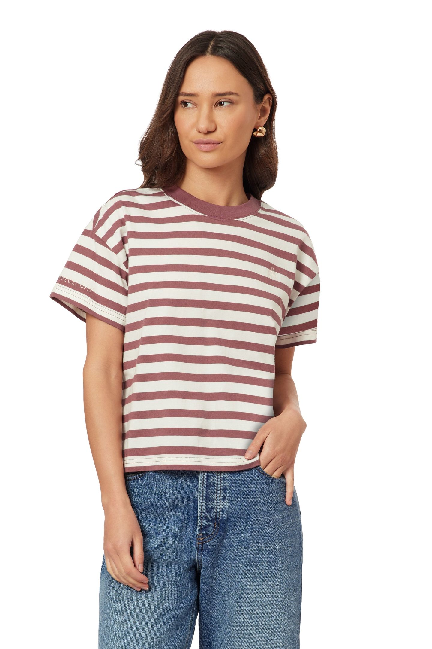 BOXY CROP TEE ROSE BROWN/SUGAR SWIZZLE 2