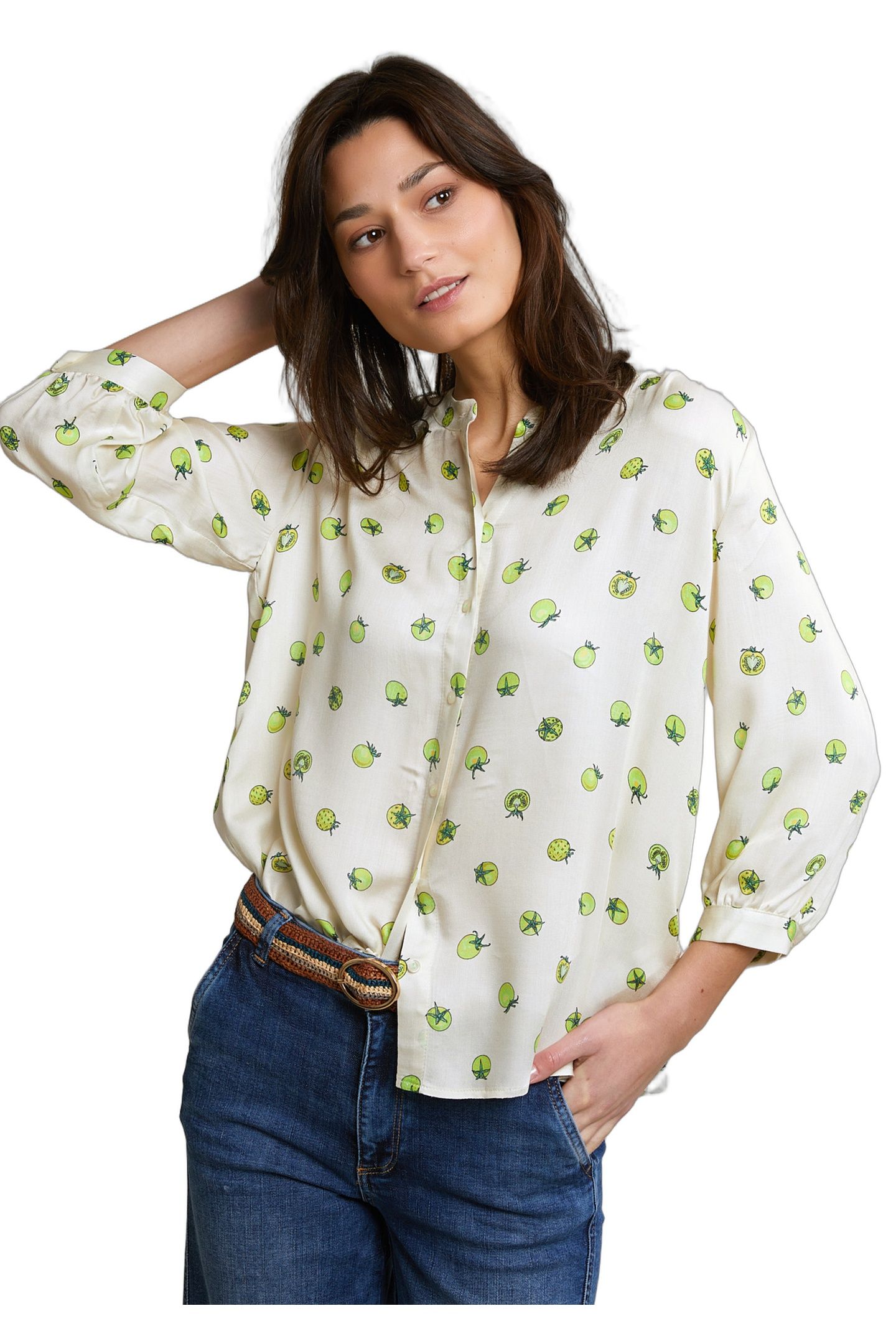 BEIGE/YELLOW FANTASY BLOUSE 3/4 SLEEVES 1