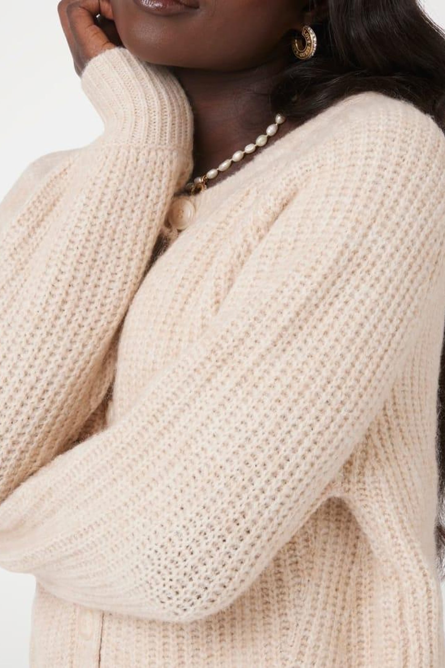 GUESS ECO LS CN ROSALIE CARDIG PEARL OYSTER 3