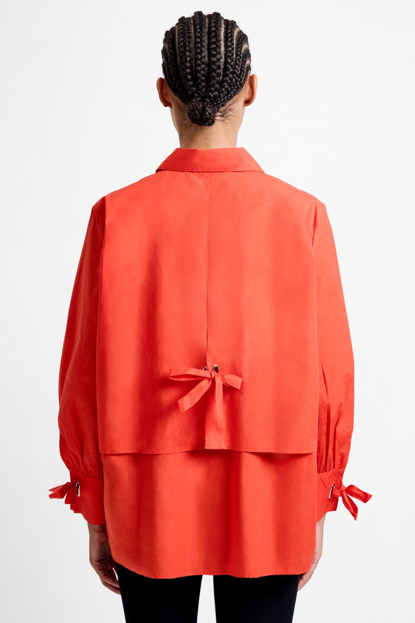 CAMBRIA COTT TIE UP BOW SHIRT FLAME ORANGE 3