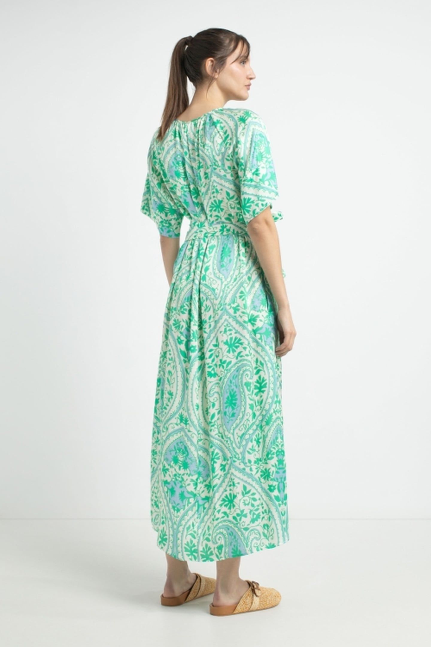 DAMARIS DRESS PARROT GREEN PRINT 3