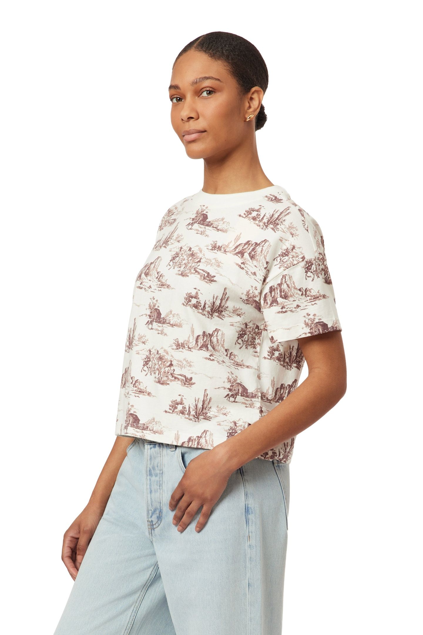 BOXY CROP TEE SUGAR SWIZZLE/ROSE BROWN/ADOBE ROSE 3