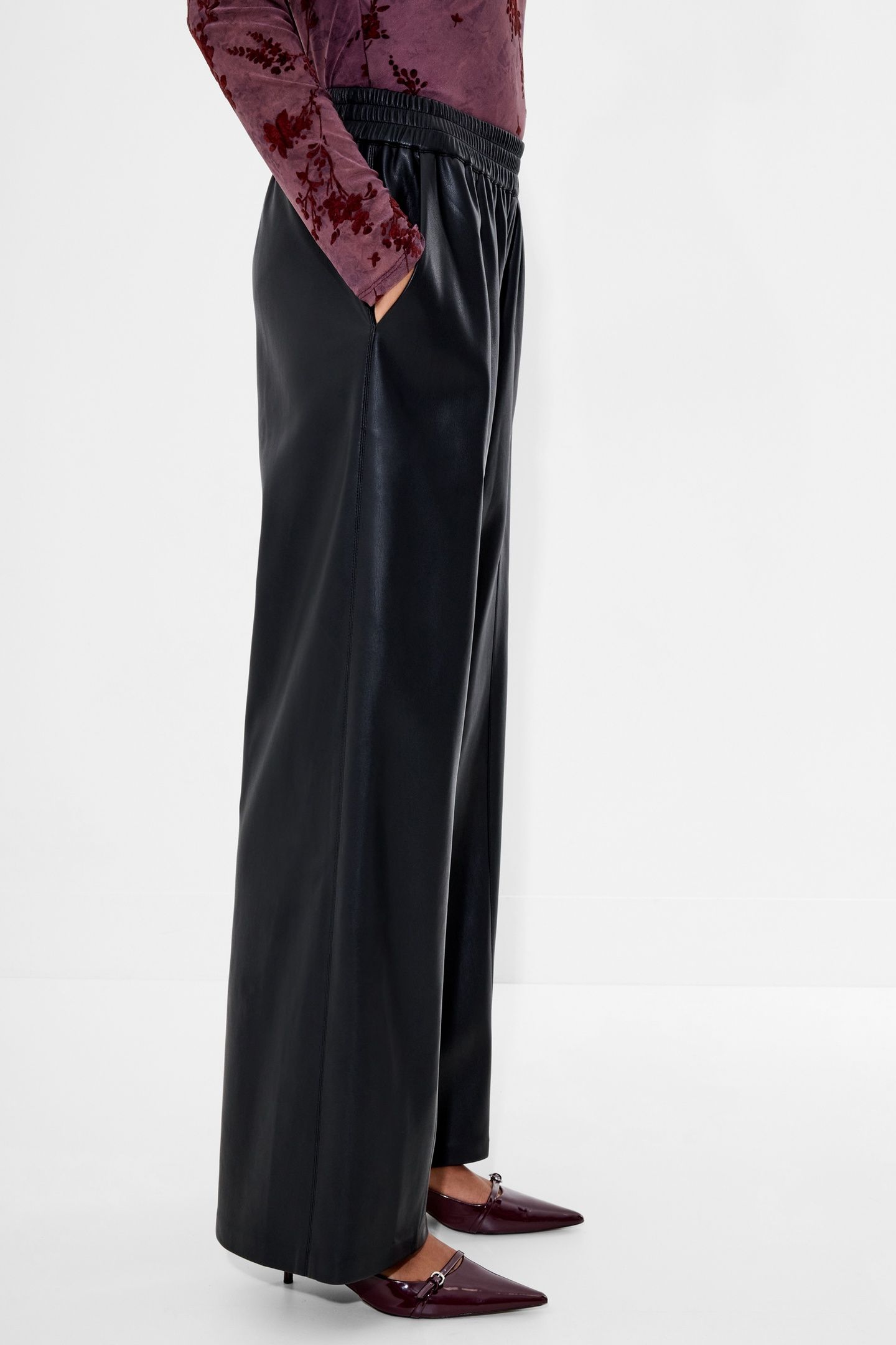 TASHER WIDE LEG PU TROUSER BLACK 4