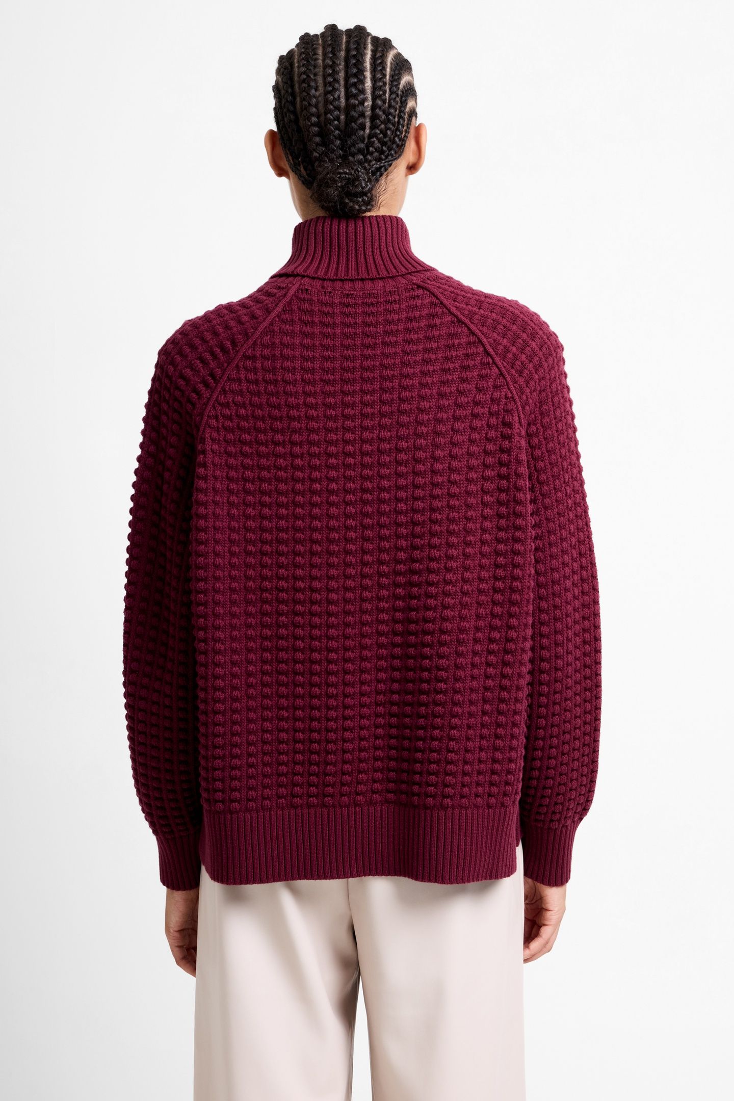 KEYA POPCORN LS HIGH NK JUMPER BORDEAUX RED 2