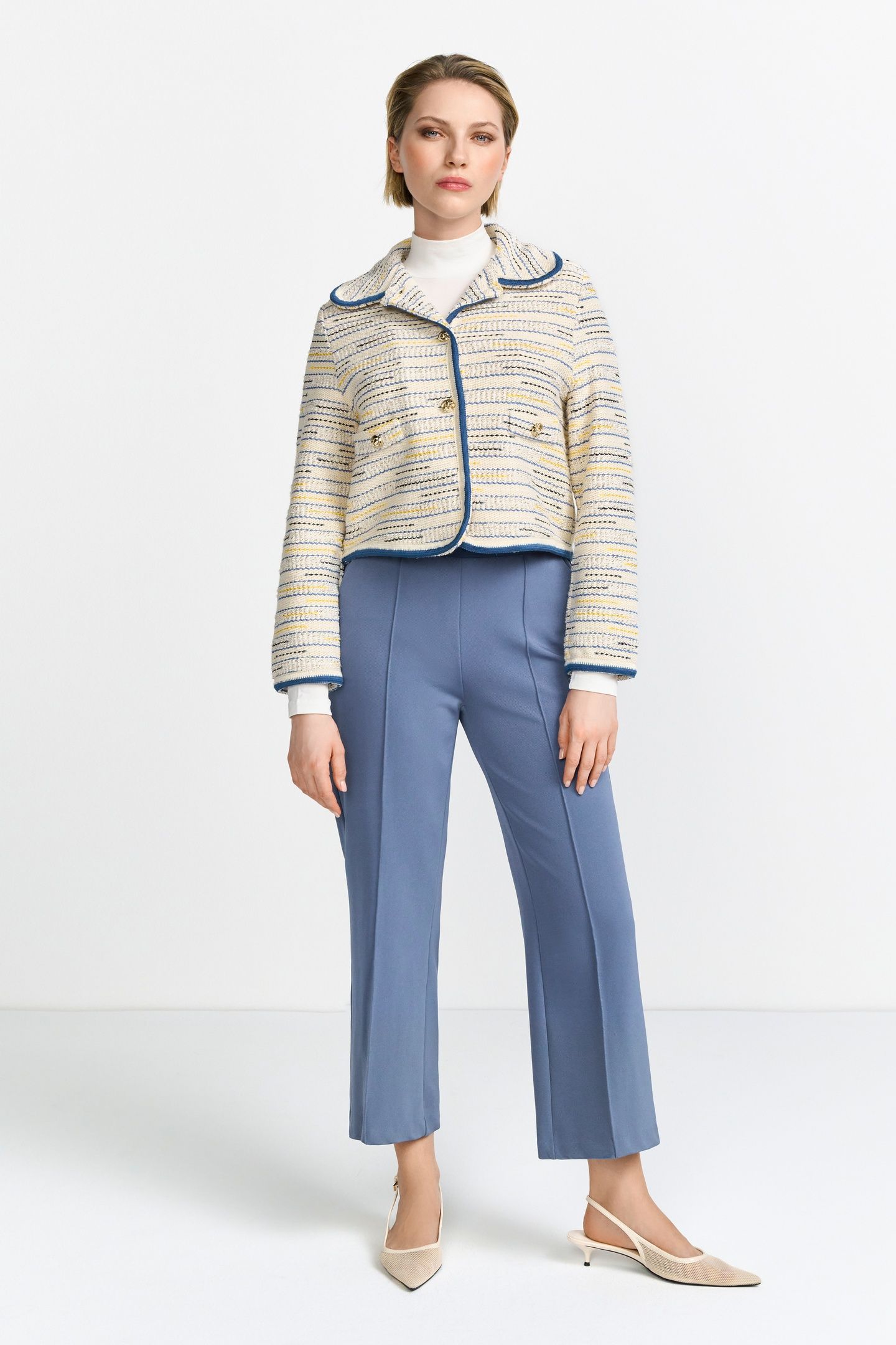 BOUCLÉ JACKET WITH TAPE VINTAGE BLUE 1