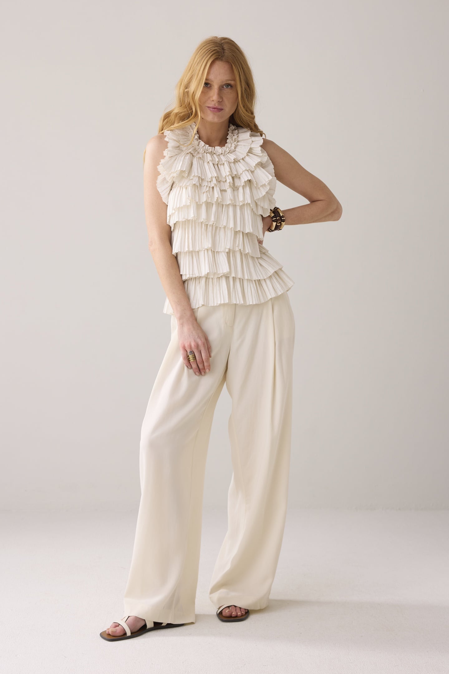 PLISSE PARTY TOP IVORY 1