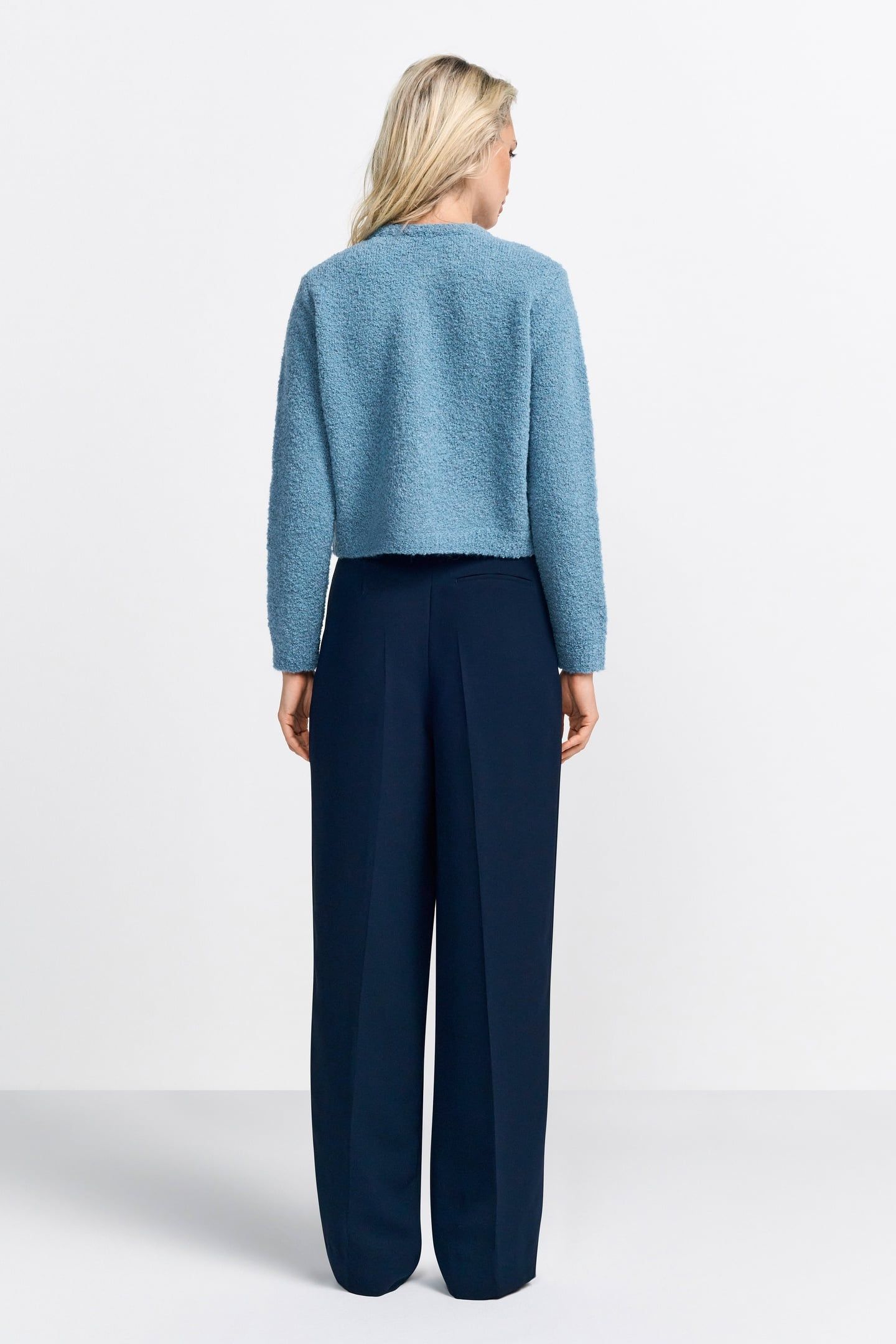 CREW NECK CARDIGAN BOUCLÉ OCEAN BLUE 3