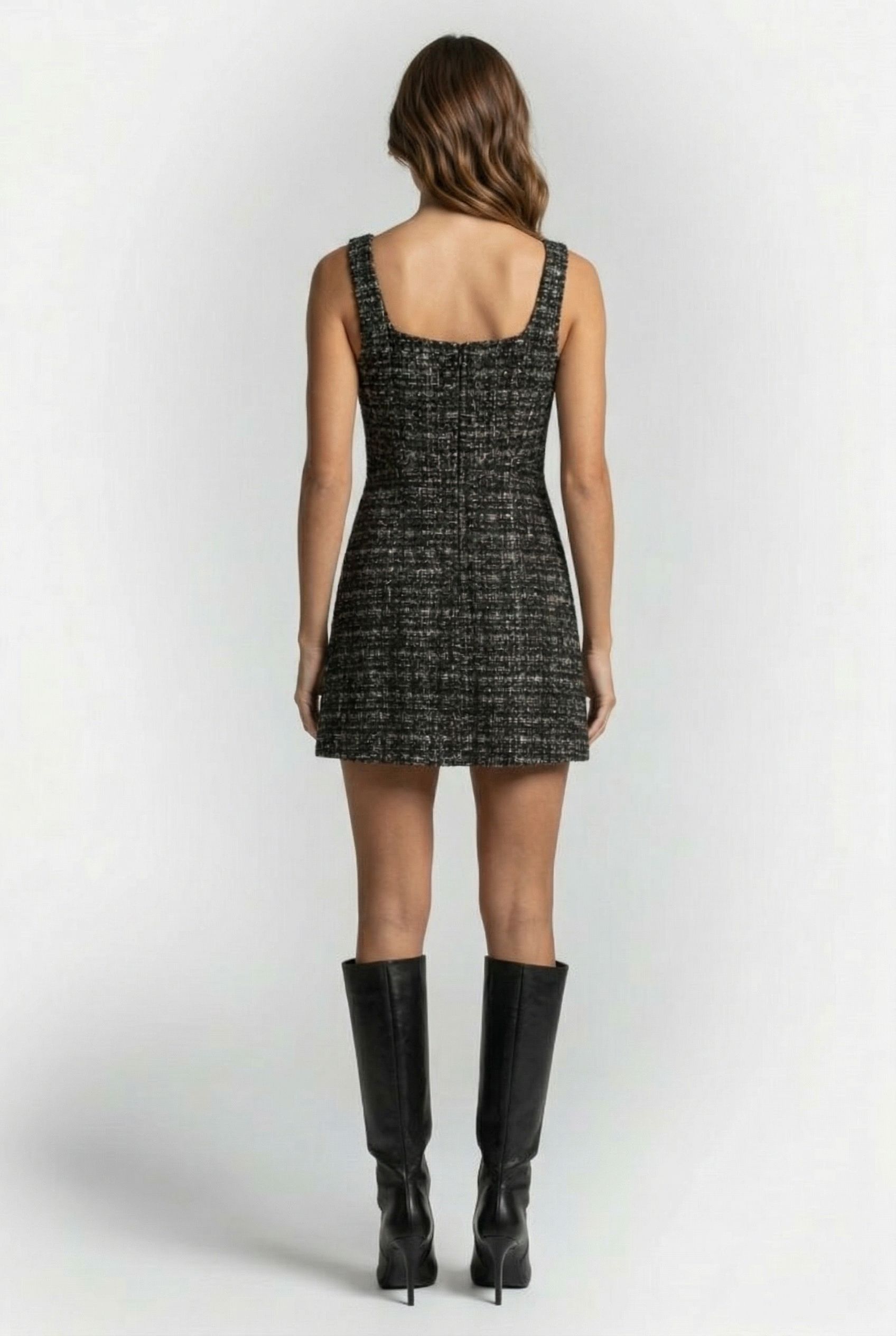 ROSALI TWEED DRESS BLACK 2