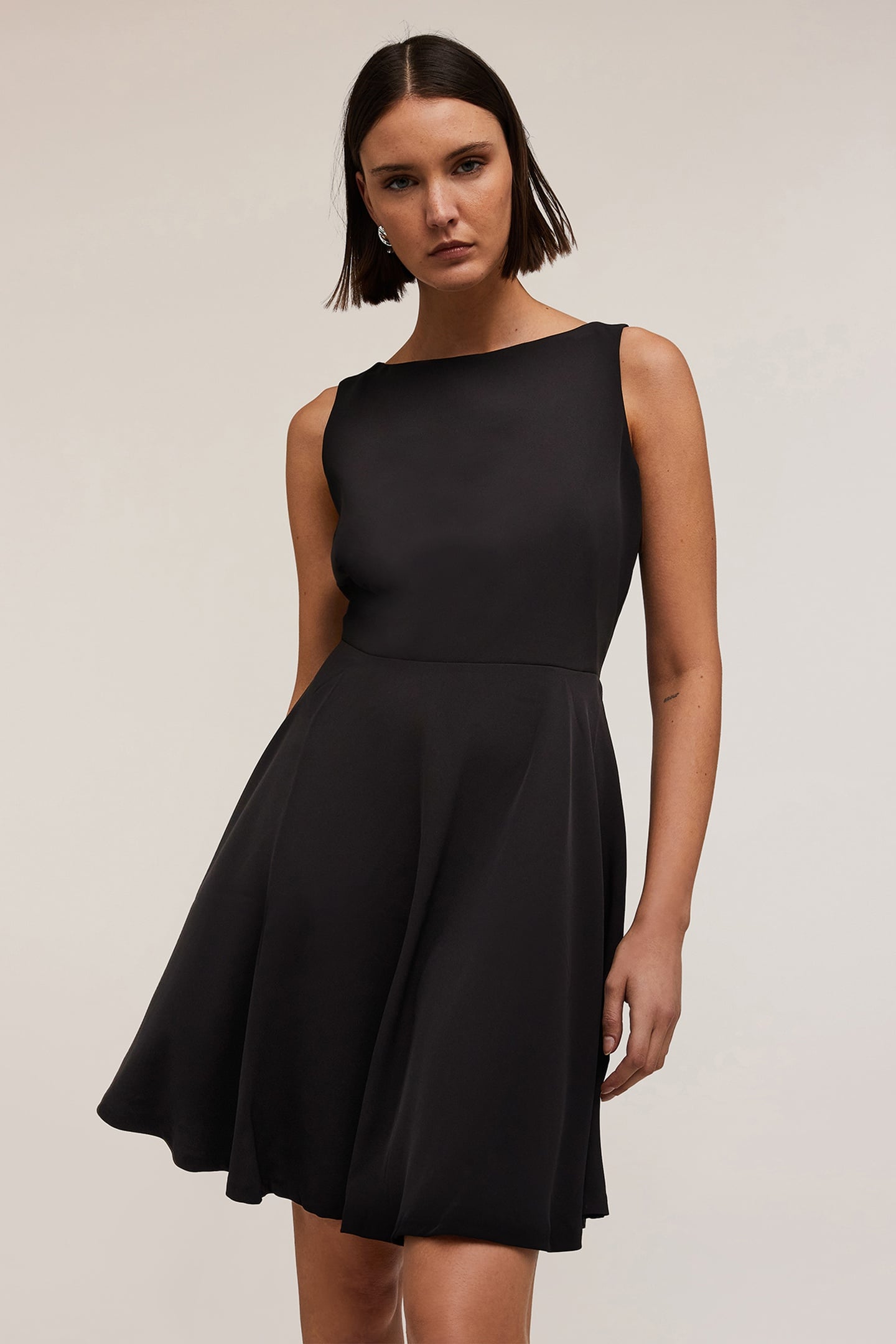 CREPE FABRIC MINI DRESS BLACK 1