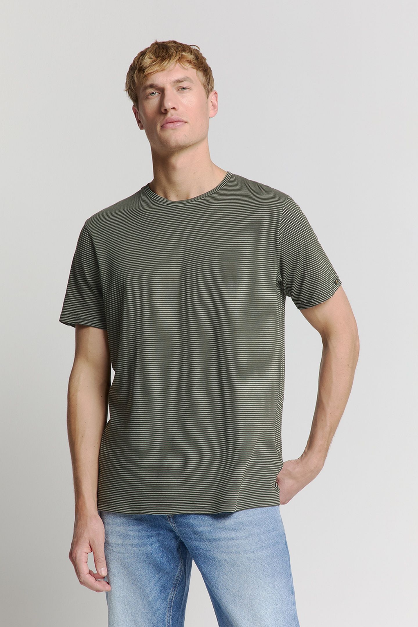T-SHIRT CREWNECK STRIPES DARK STEEL 1