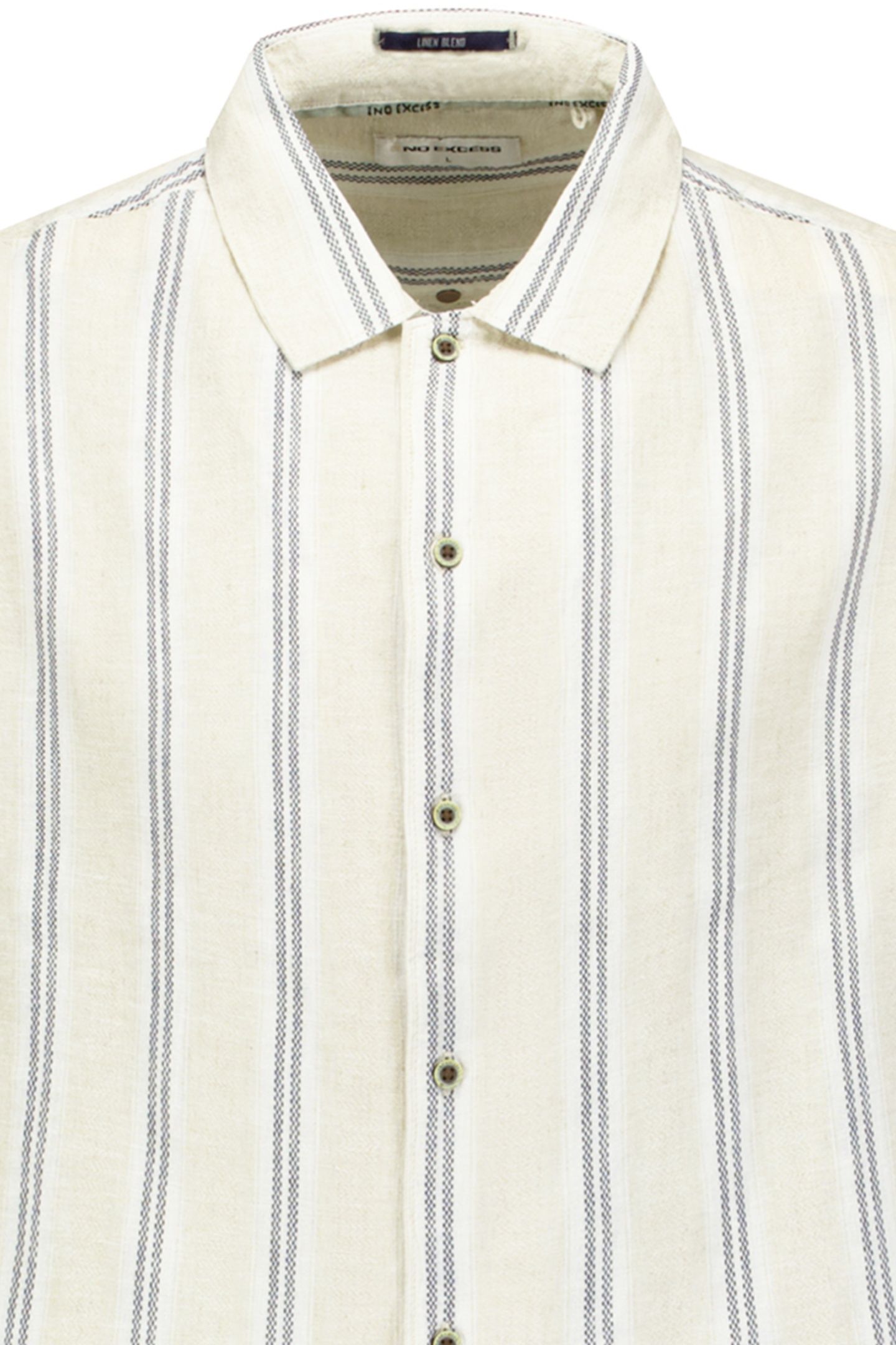 SHIRT SHORT SLEEVE DOBBY VERTICAL STRIPE WITH LINEN CEMENT 3