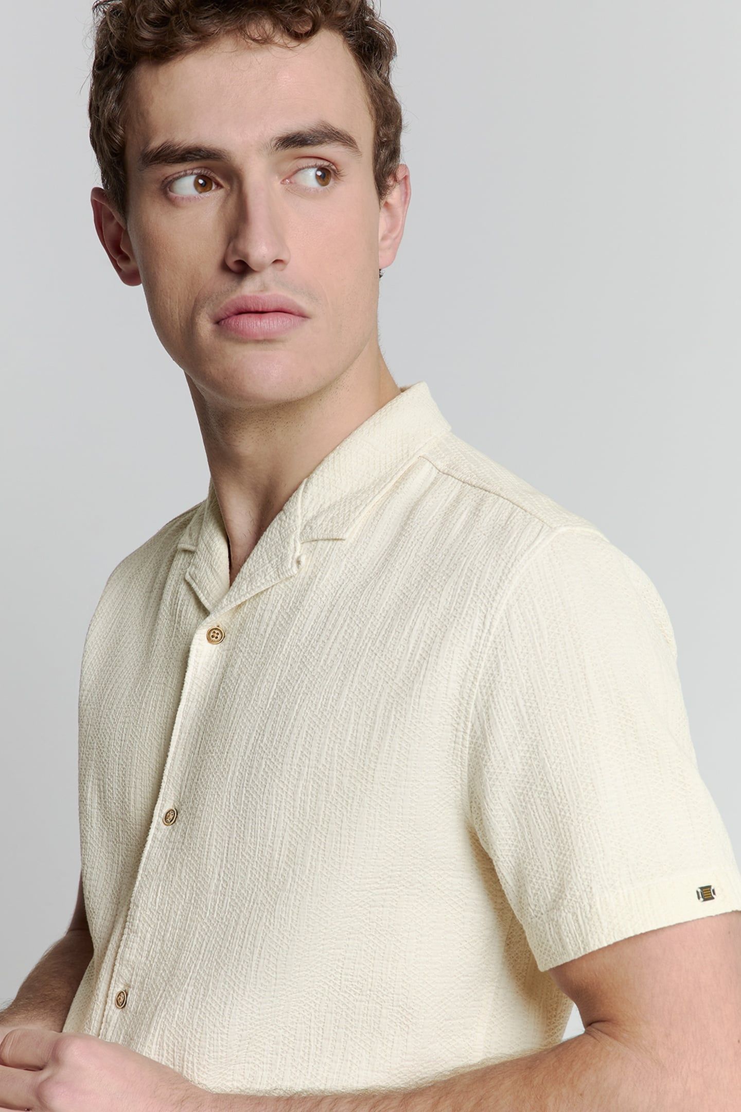 SHIRT SHORT SLEEVE REVERS COLLAR SOLID STRUCTURE CEMENT 6