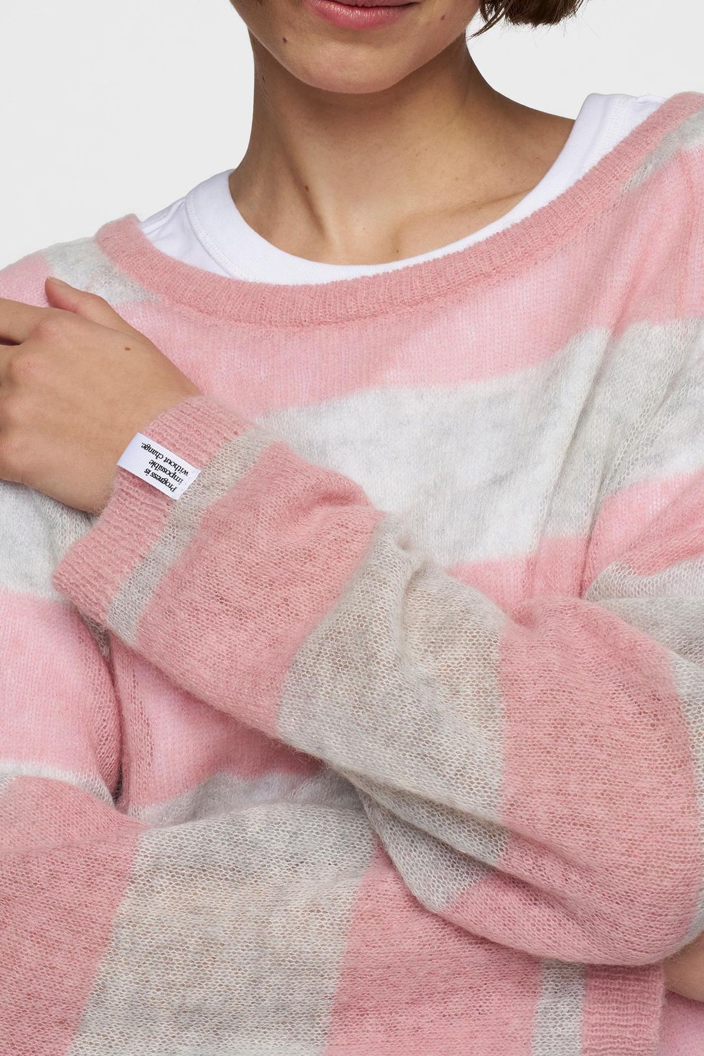 THIN KNIT SWEATER DARK RASPBERRY/WHITE GREY MELEE 7