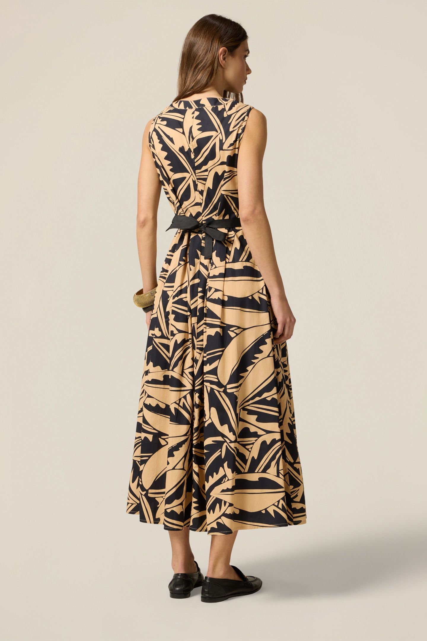 PATTERNED POPLIN DRESS BEIGE 2