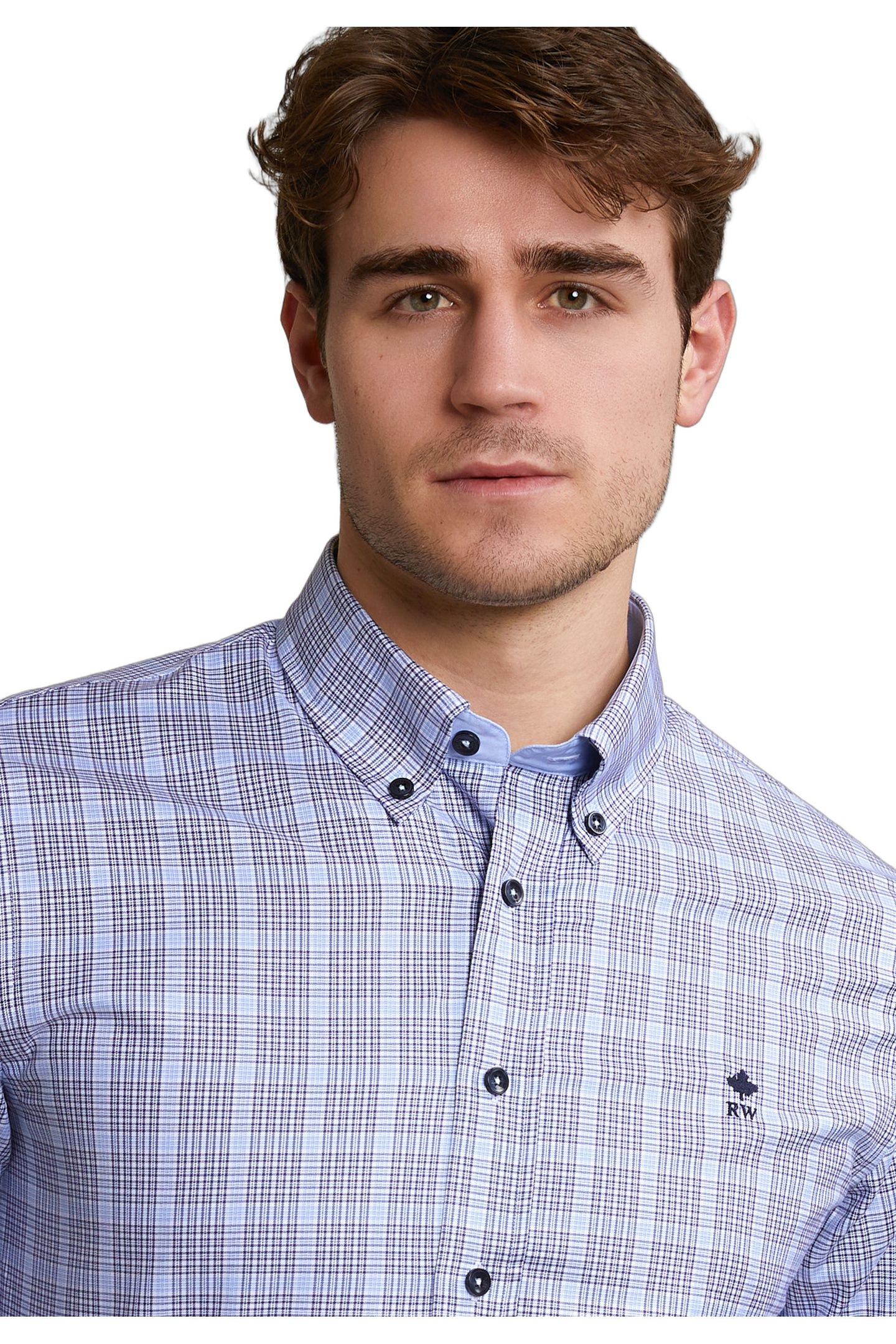CUSTOM FIT CHECKED SHIRT BLUE 4