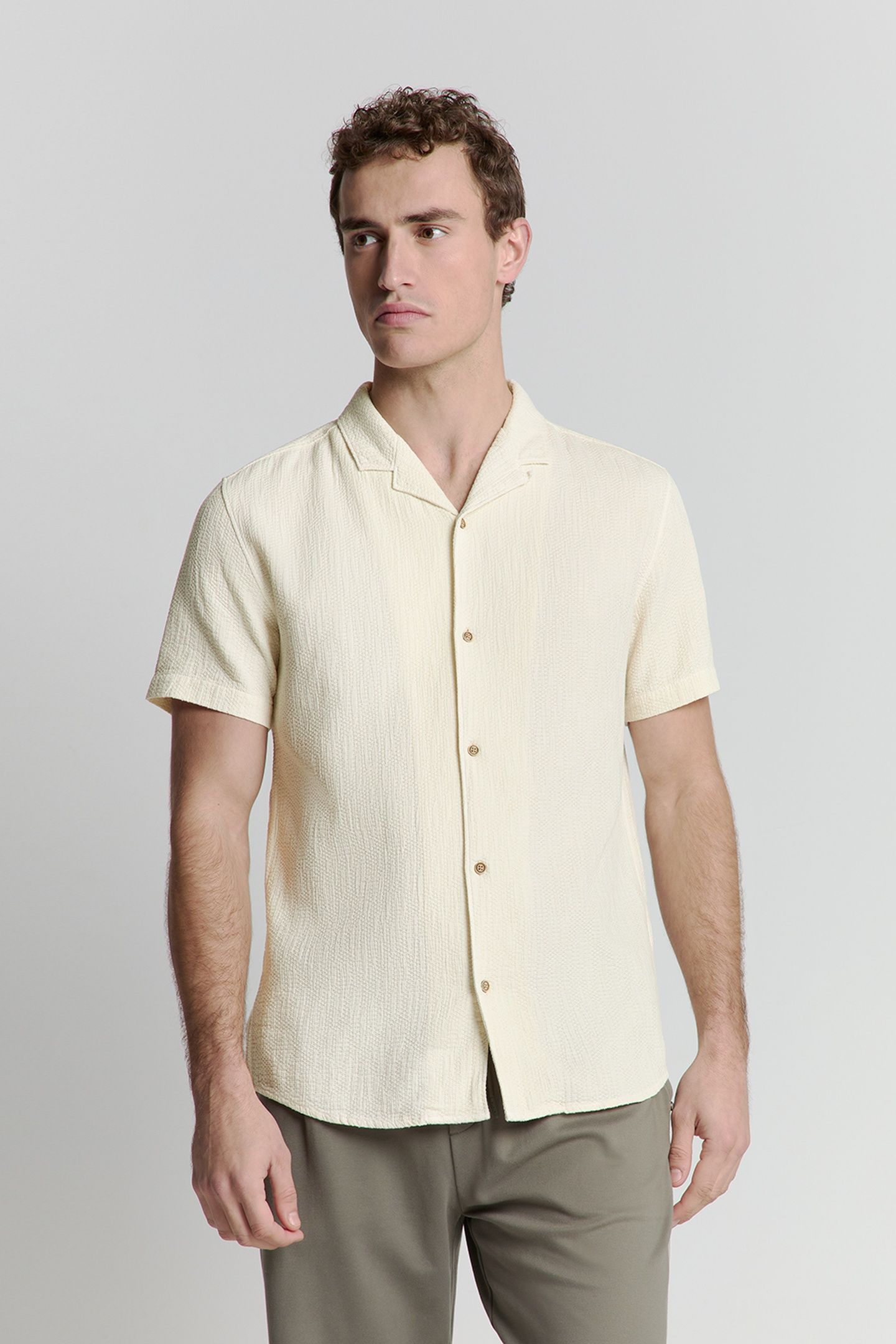 SHIRT SHORT SLEEVE REVERS COLLAR SOLID STRUCTURE CEMENT 2