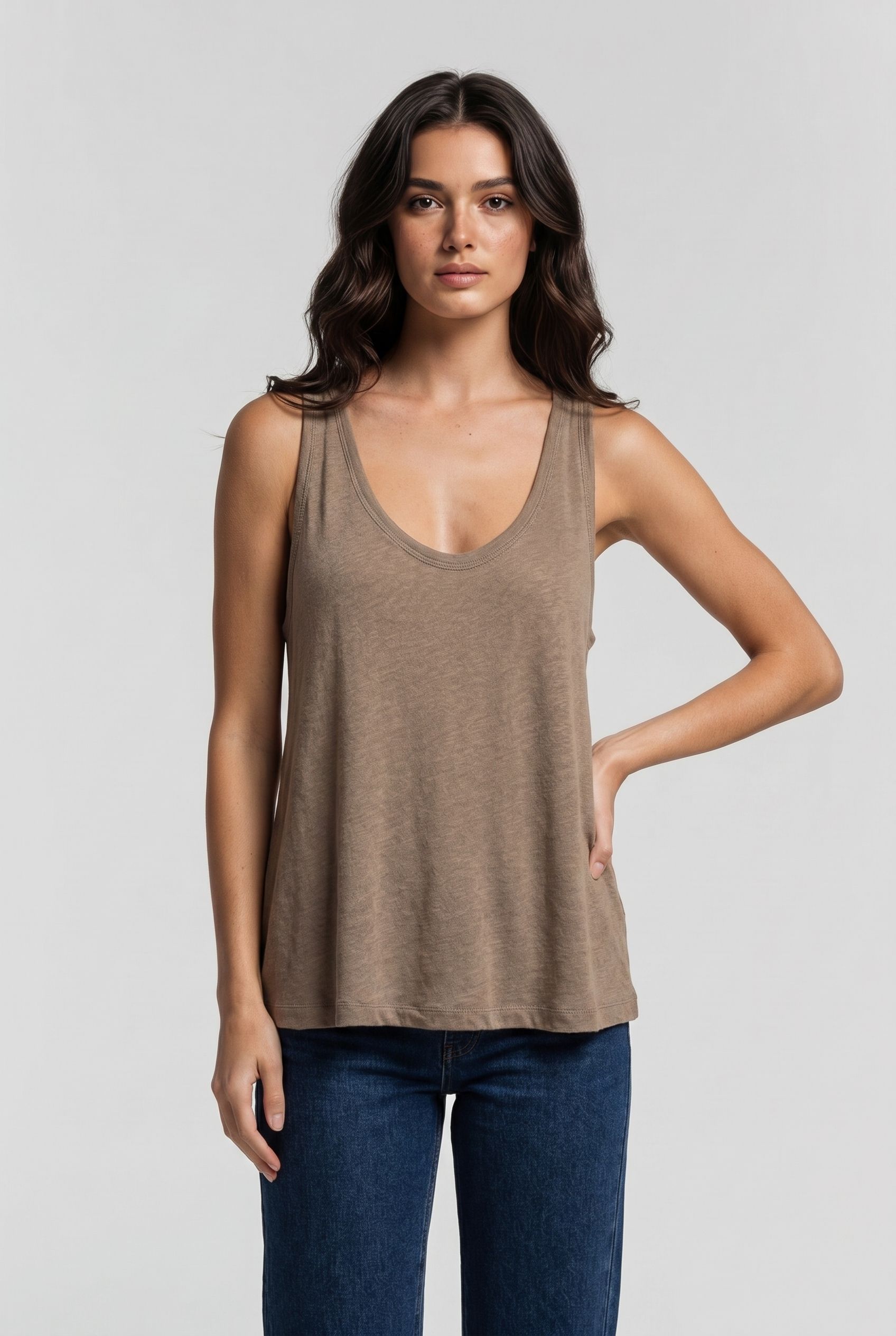 DINO LINEN TANK BEIGE 1