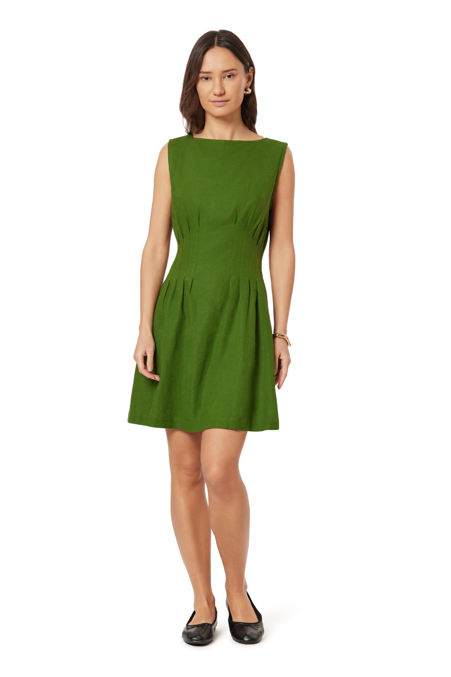 BOAT NECK DRESS GARDEN GREEN 1