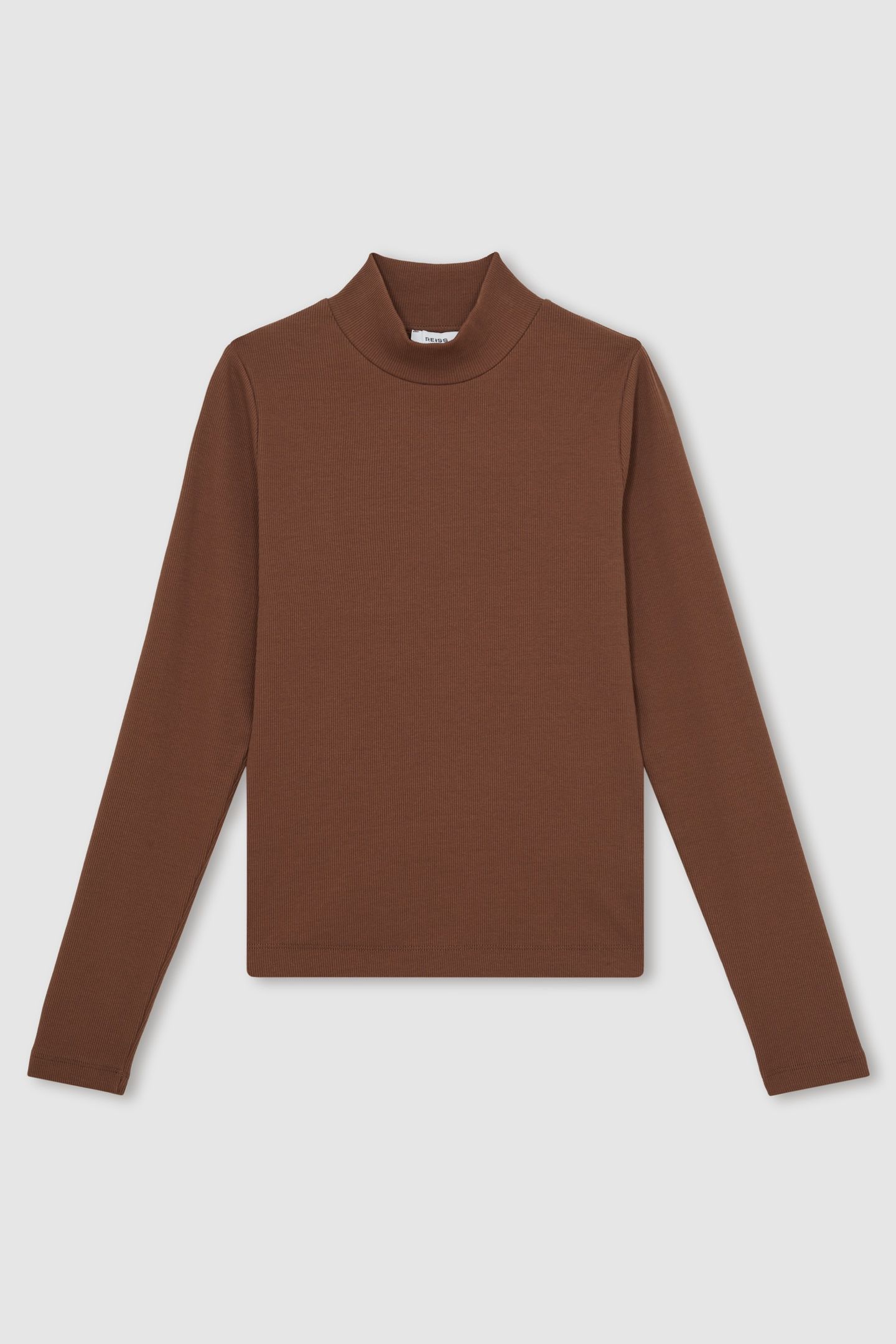 RIB FUNNEL NECK TOP BROWN 4