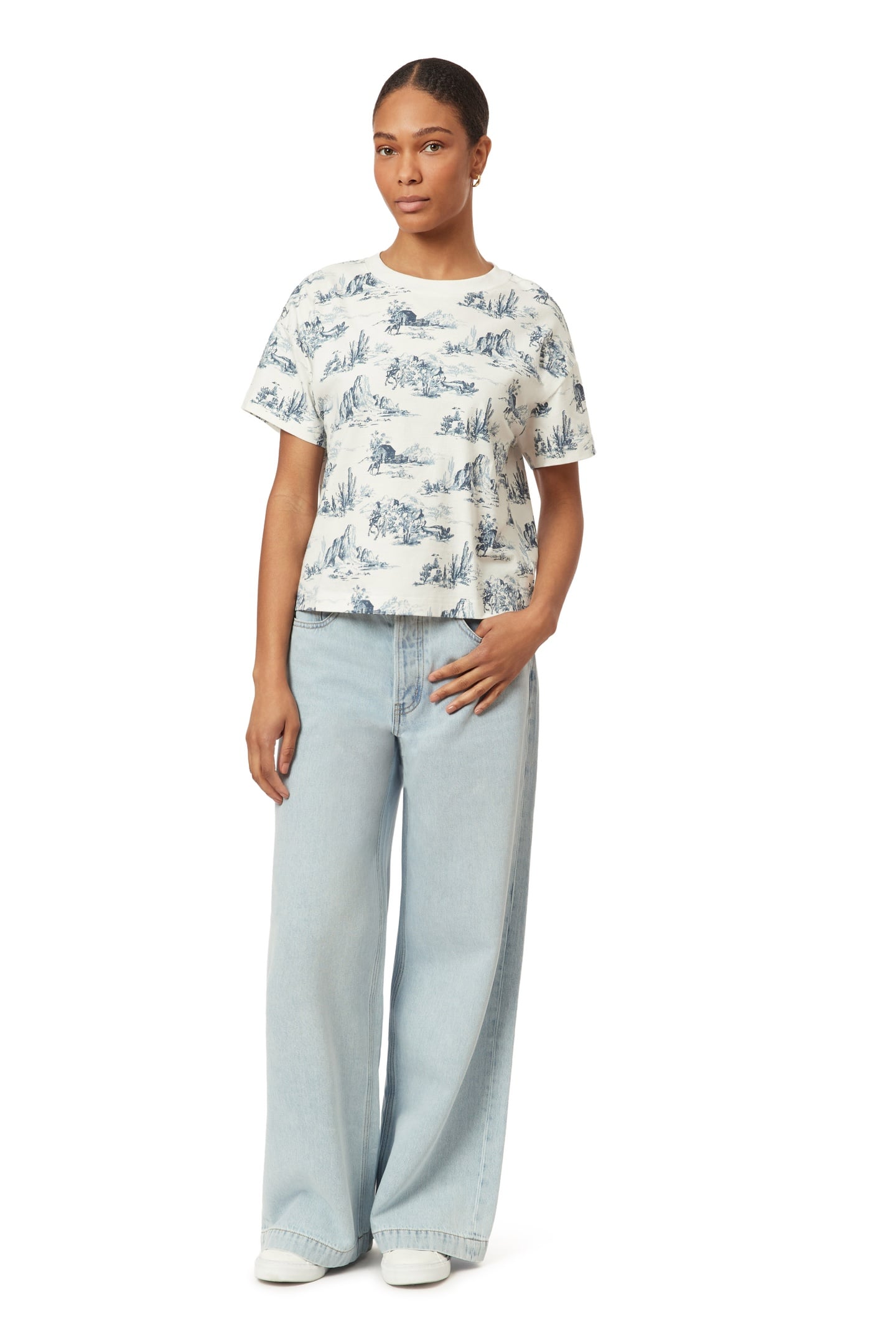 BOXY CROP TEE BLUE TOILE 4