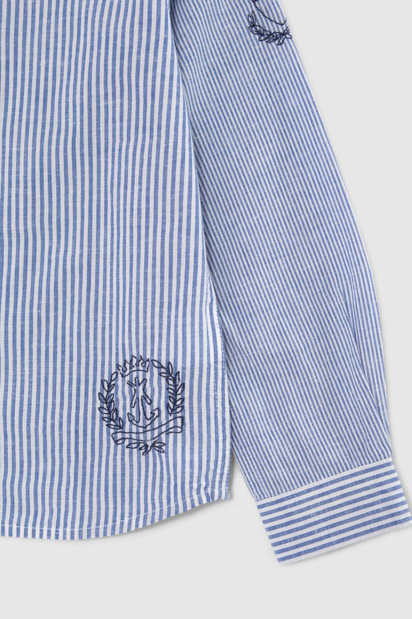 BOYS’ BLUE SHIRT WITH WHITE STRIPES AND EMBROIDERY 4