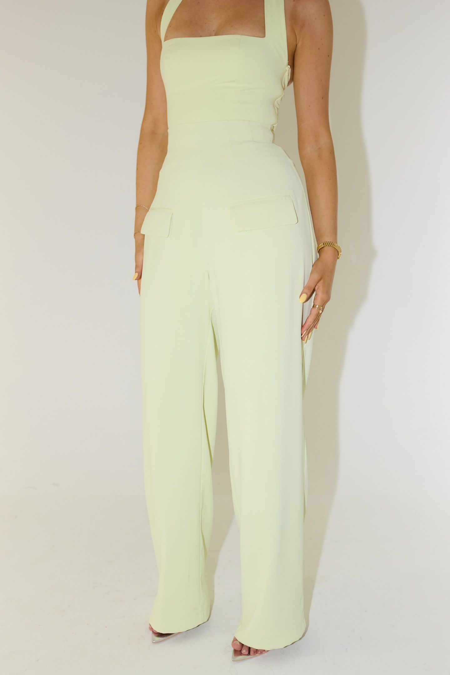 WIDE LEG TROUSERS LIME CREAM 1