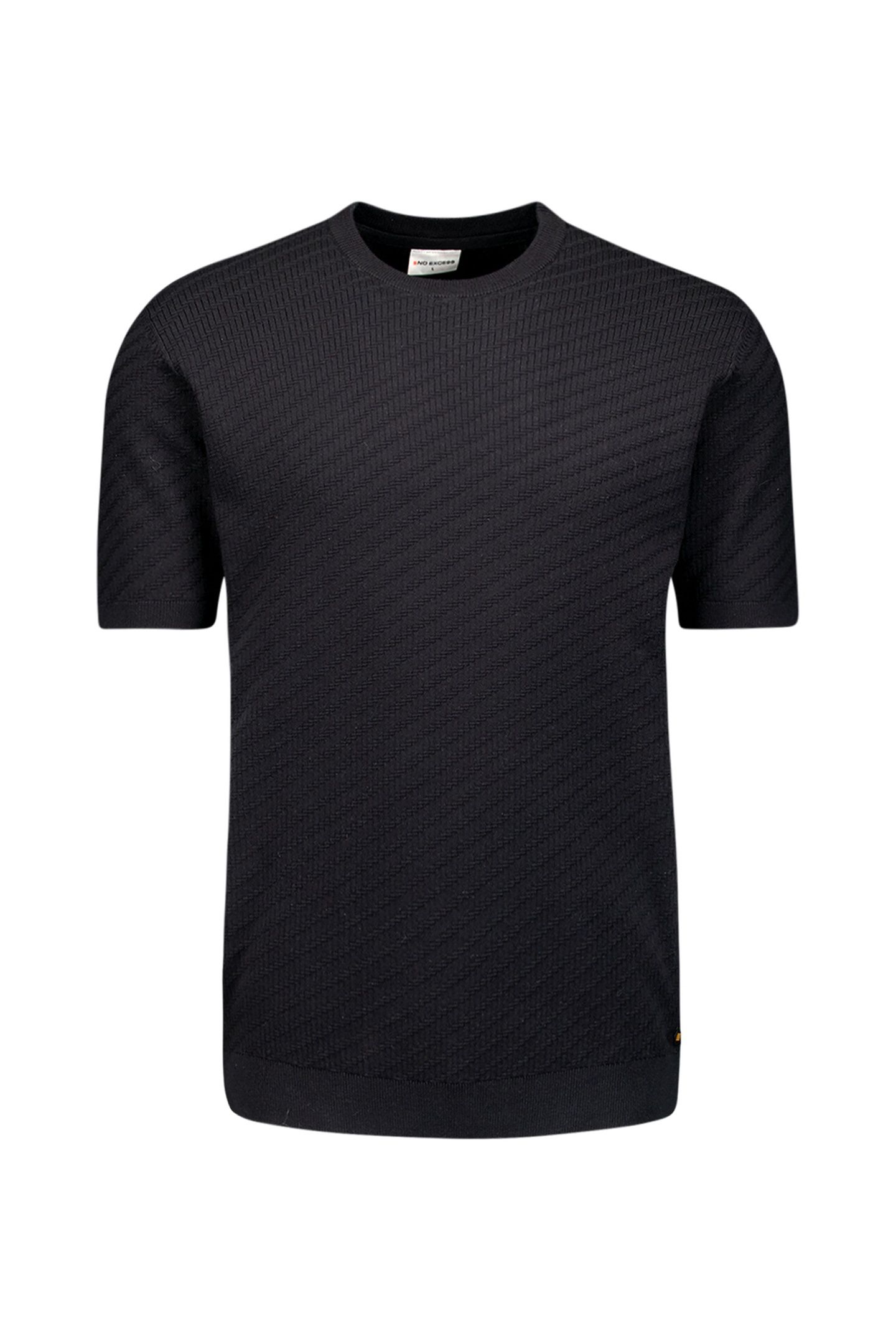 PULLOVER SHORT SLEEVE CREWNECK SOLID JACQUARD BLACK 5